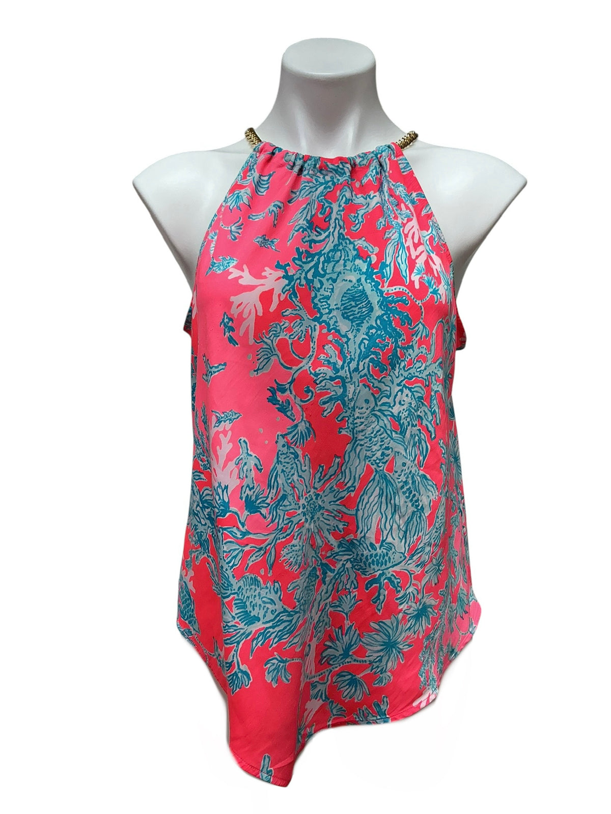 Lilly Pulitzer Cabana Halter Top Shelly Bay Coral Spritz - Size S