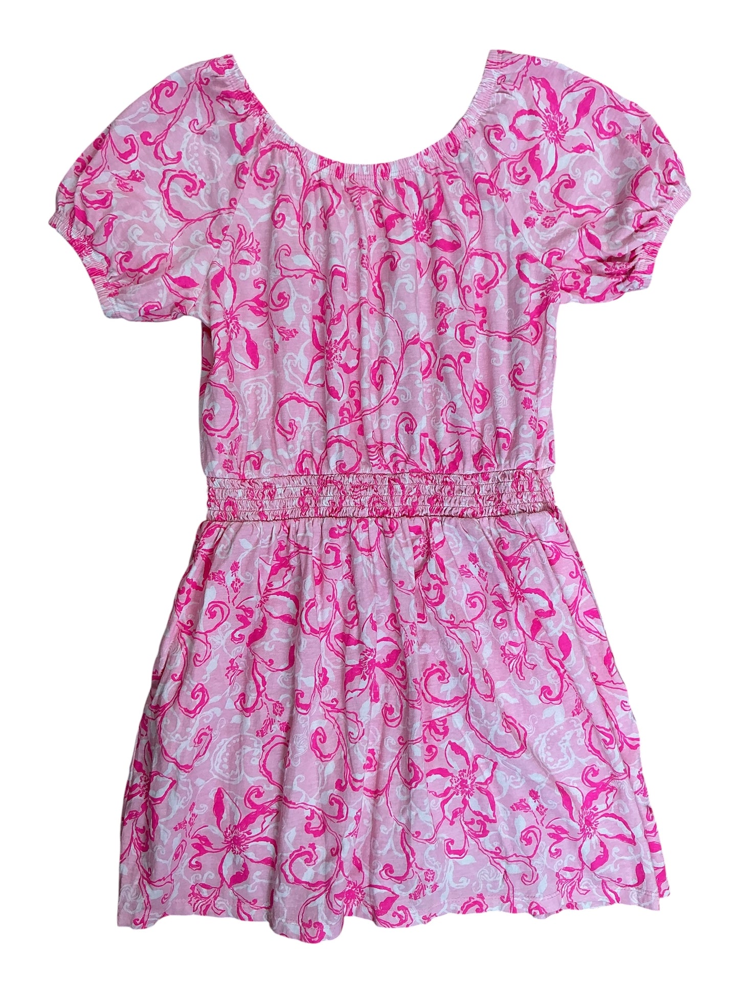 Lilly Pulitzer Kids Girls Wyndmoor Dress Conch Shell Pink Flamingle Garden - Size L 8-10