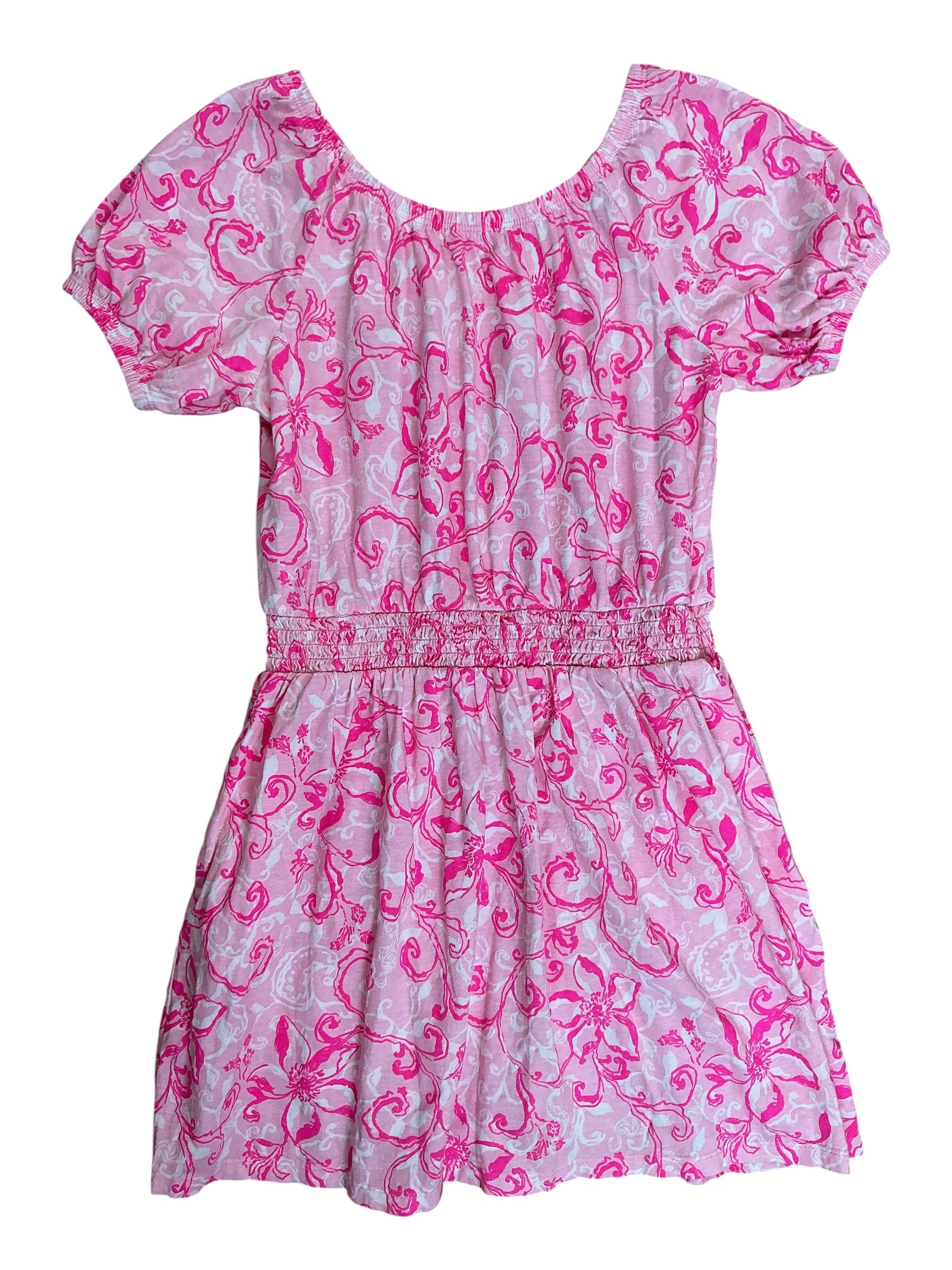 Lilly Pulitzer Kids Girls Wyndmoor Dress Conch Shell Pink Flamingle Garden - Size L 8-10