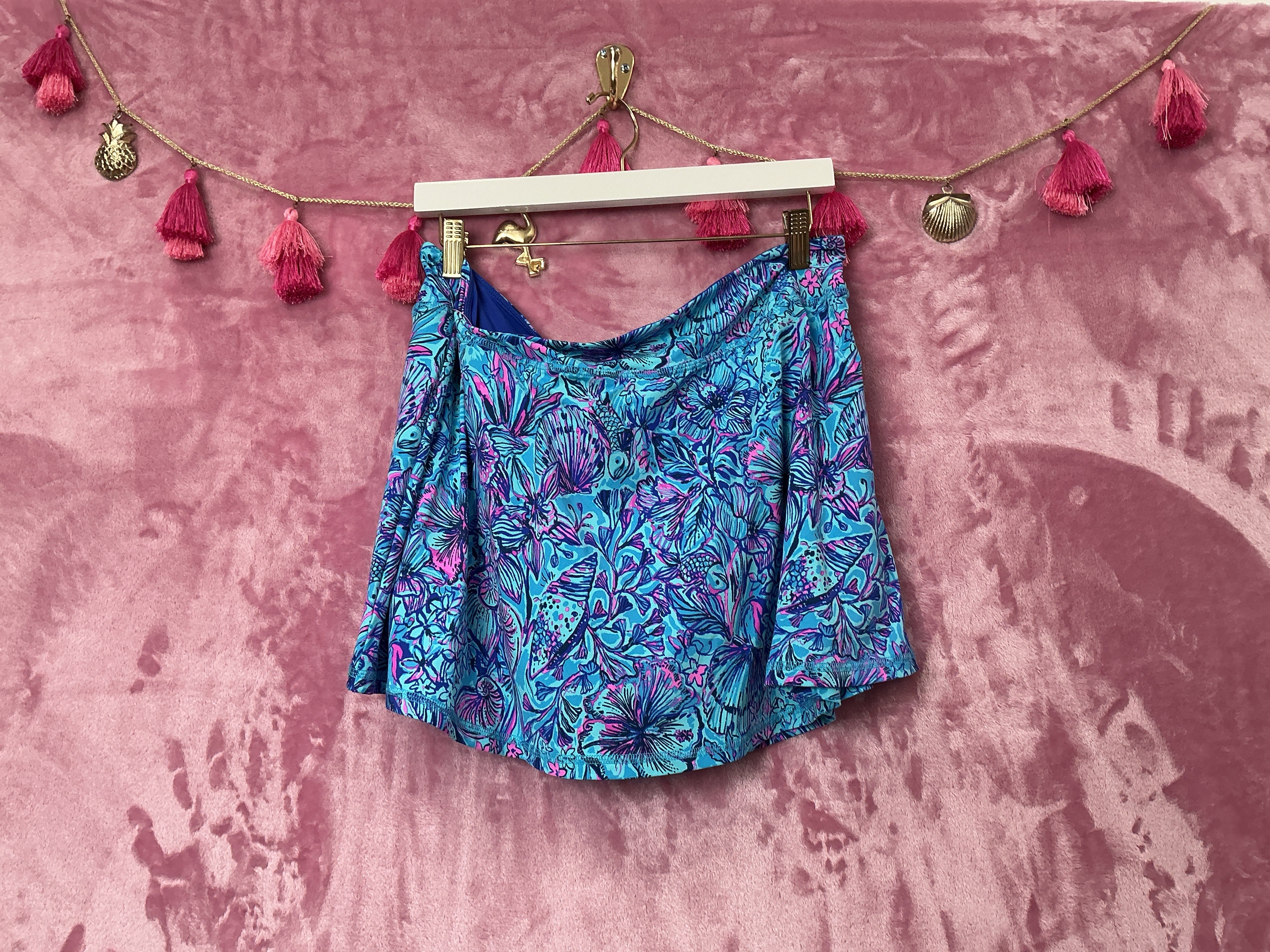 Lilly Pulitzer Aila Skort UPF 50+ Breakwater Blue Shells N Bells - Size XL