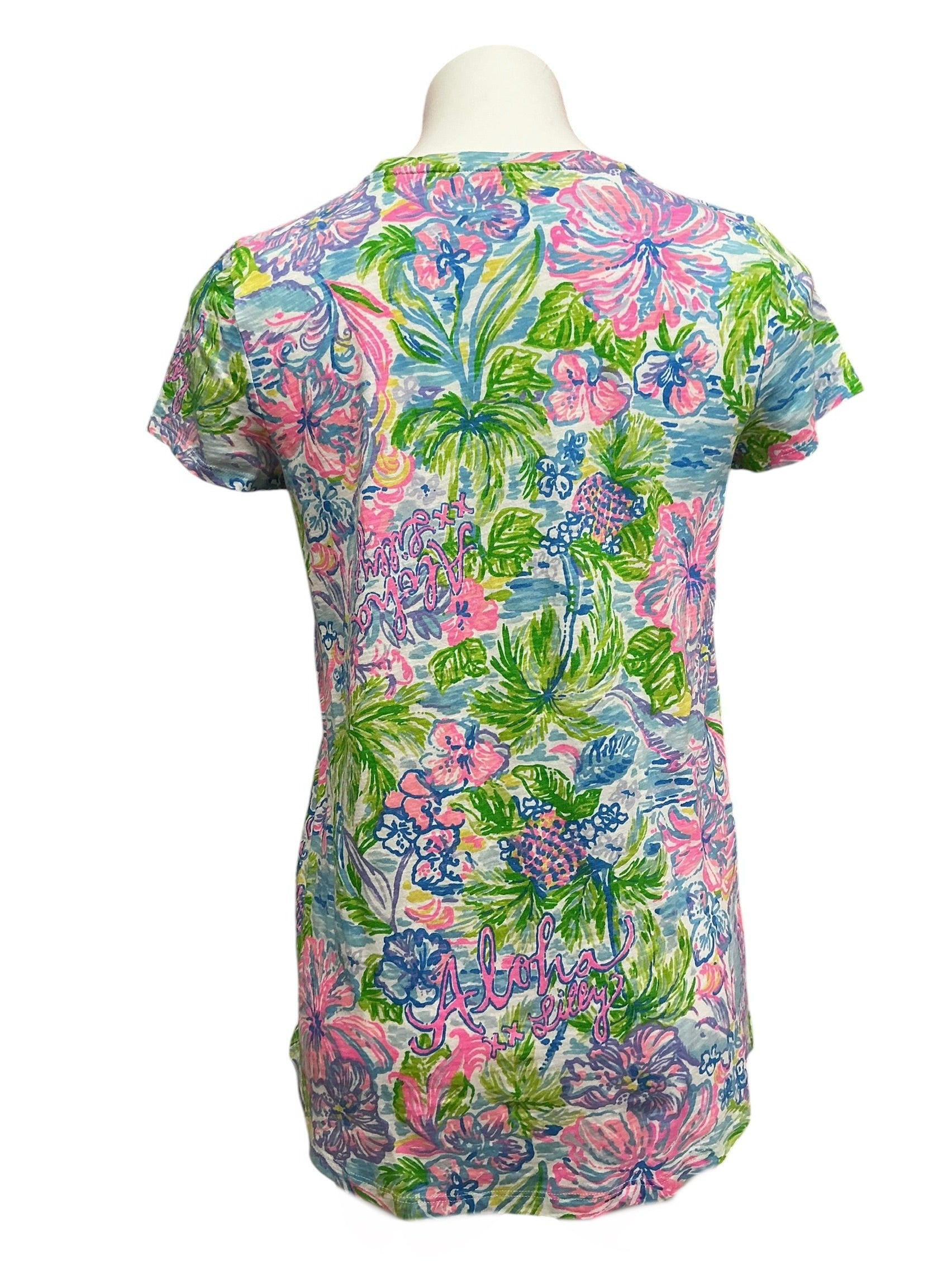 Lilly Pulitzer Etta V Neck Top Aloha Lilly - Size S