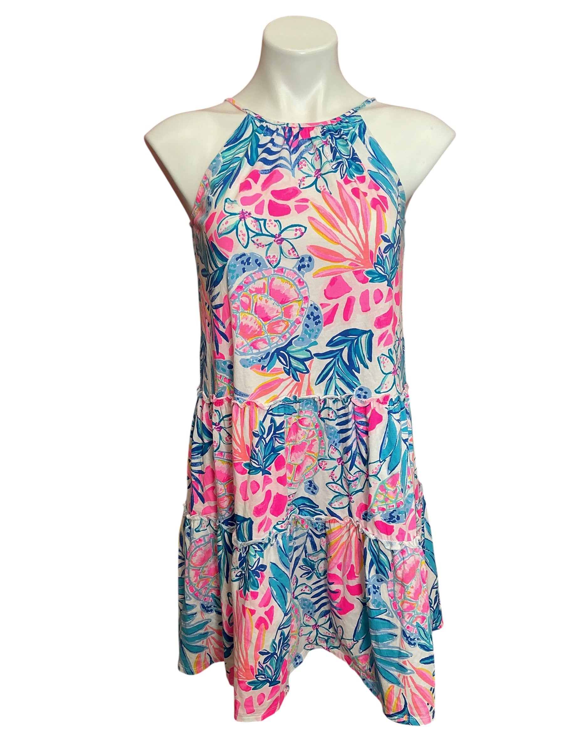 Lilly Pulitzer Evalyn Halter Neck Swing Dress Resort White Rainforest Retreat - Size XXS