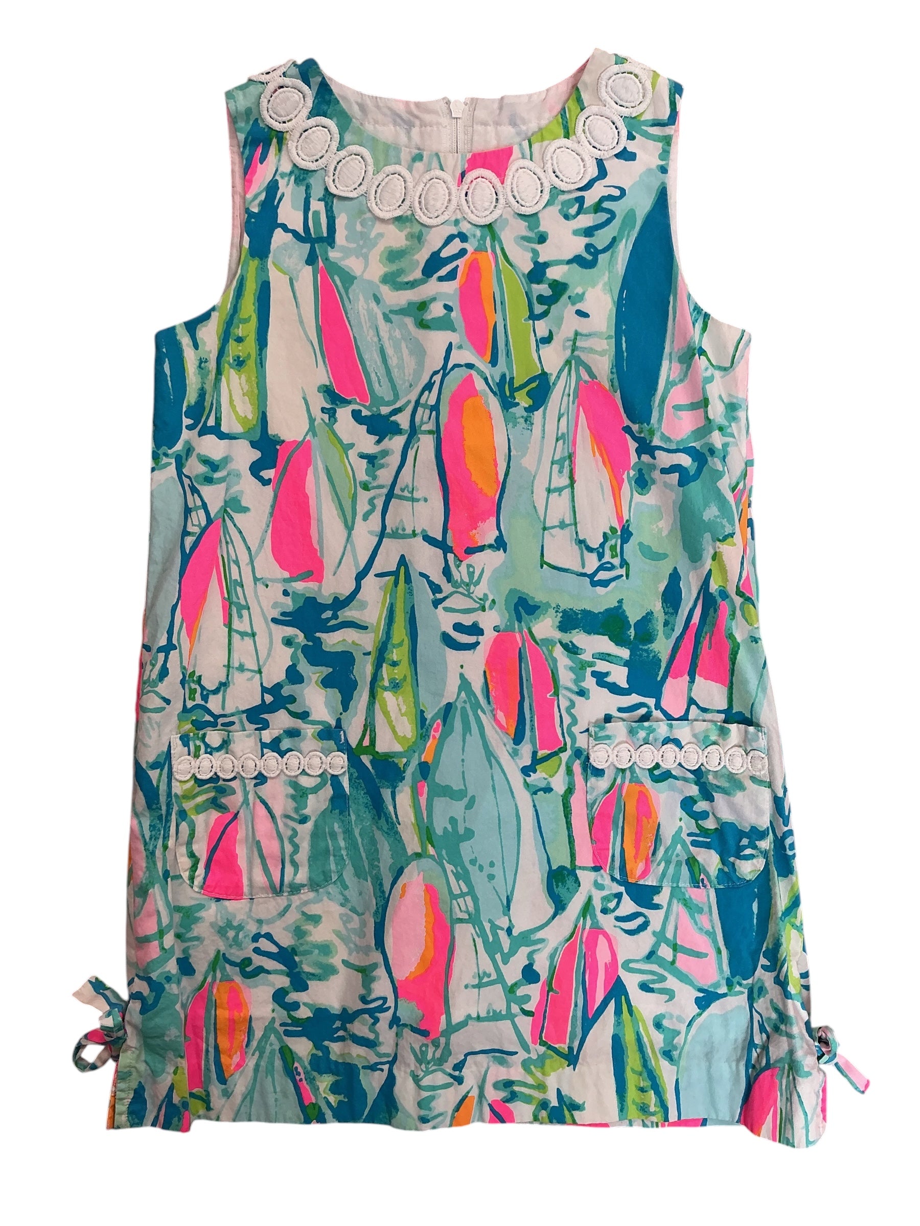 Lilly Pulitzer Kids Girls Little Lilly Classic Shift Dress Beach And Bae - Size 6