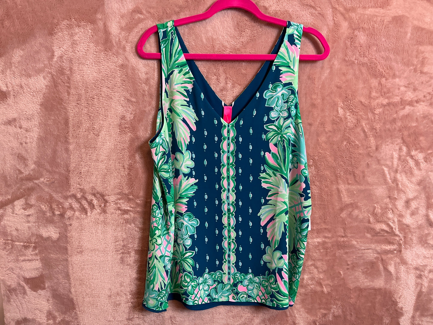Lilly Pulitzer Top NWT - Florin Sleeveless V-Neck - Macaw Blue - Coconut Row Engineered Top - Size L