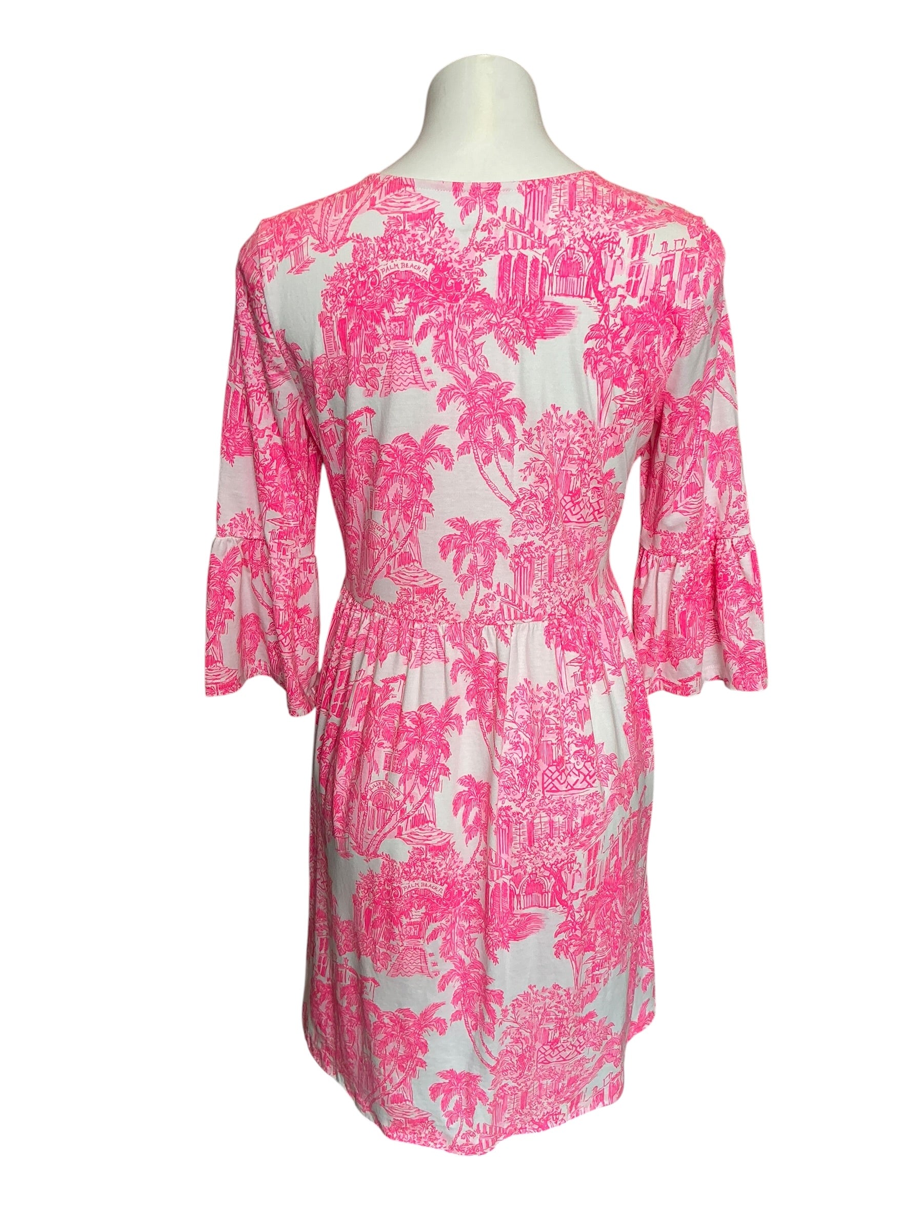 Lilly Pulitzer Jannie V-Neck Dress Resort White Palm Beach Anniversary Toile - Size S