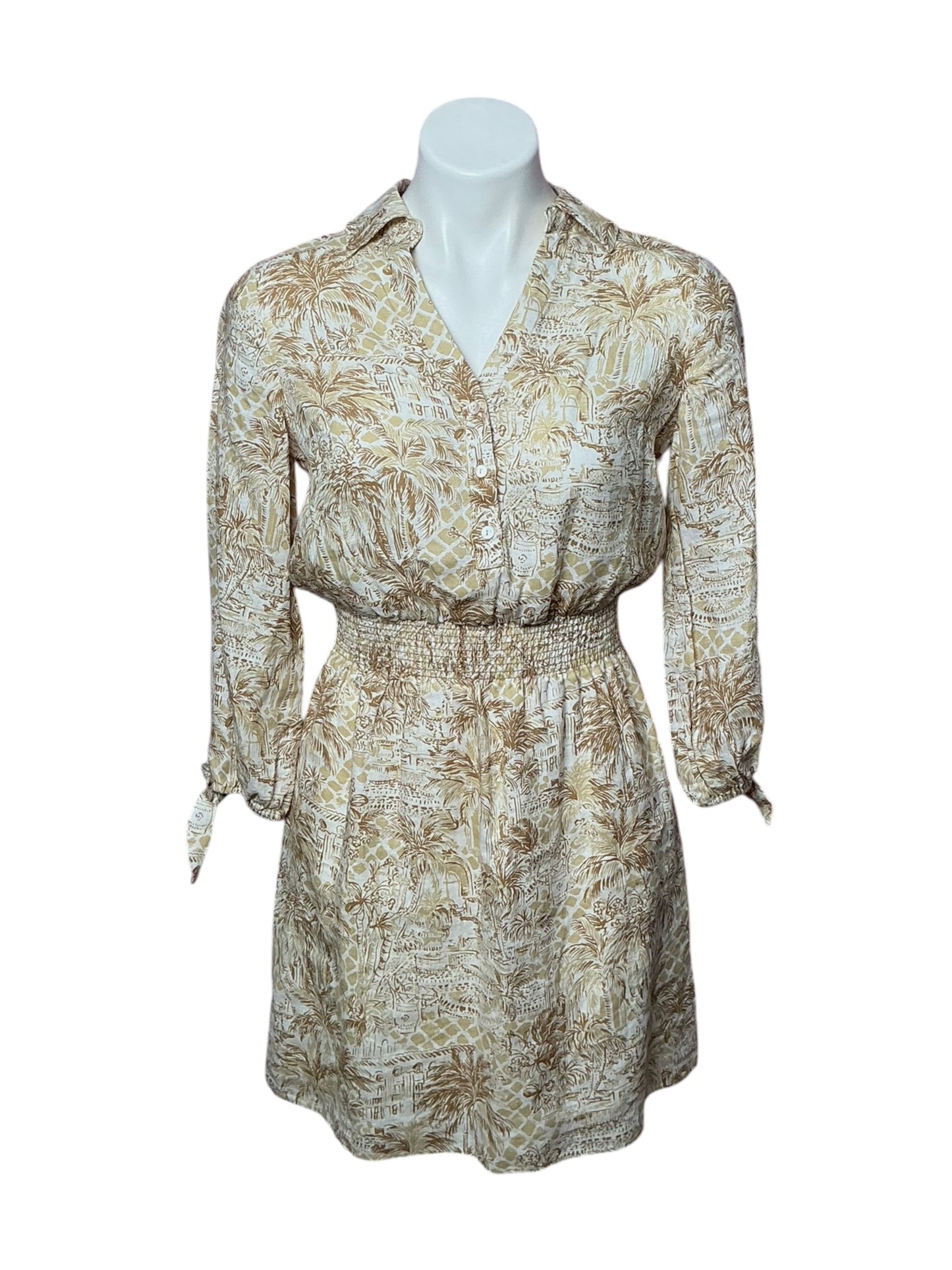 Lilly Pulitzer Abralynn Linen Shirtdress Sand Bar Palm Beach Paradise - Size 00