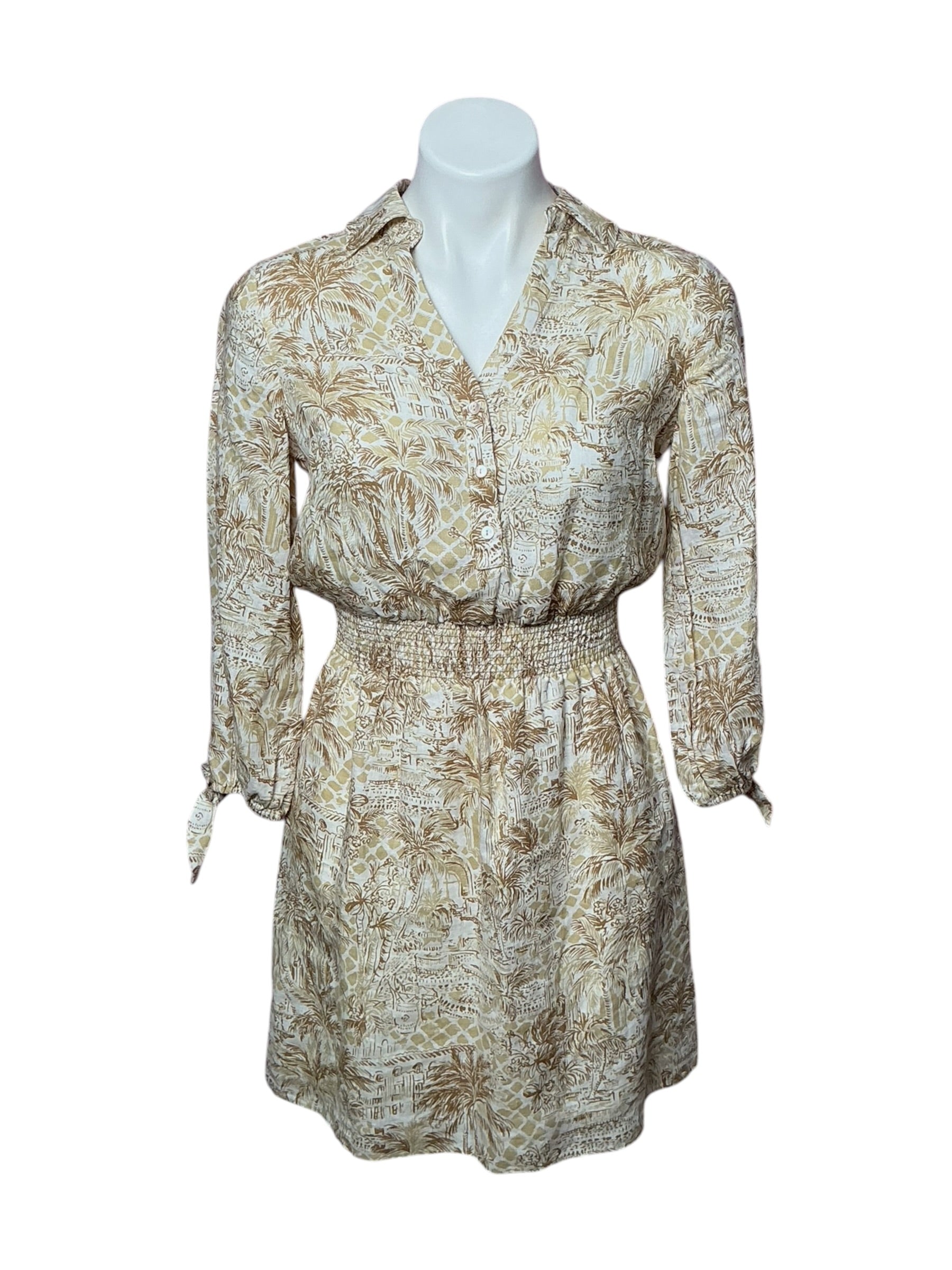 Lilly Pulitzer Abralynn Linen Shirtdress Sand Bar Palm Beach Paradise - Size 00