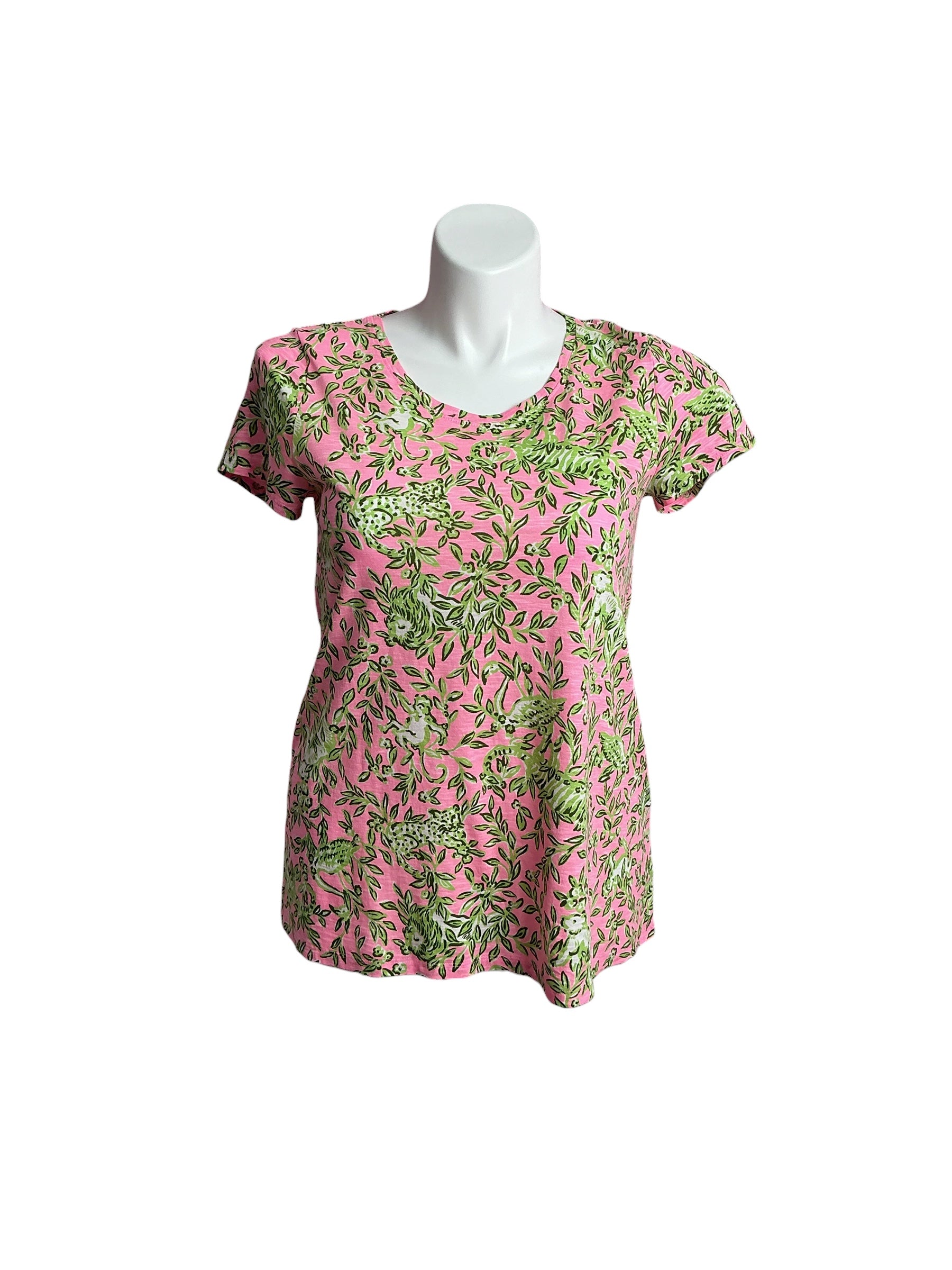 Lilly Pulitzer- NWT Etta Scoop-Neck Top Rousseau Pink Mane Character Energy Size M