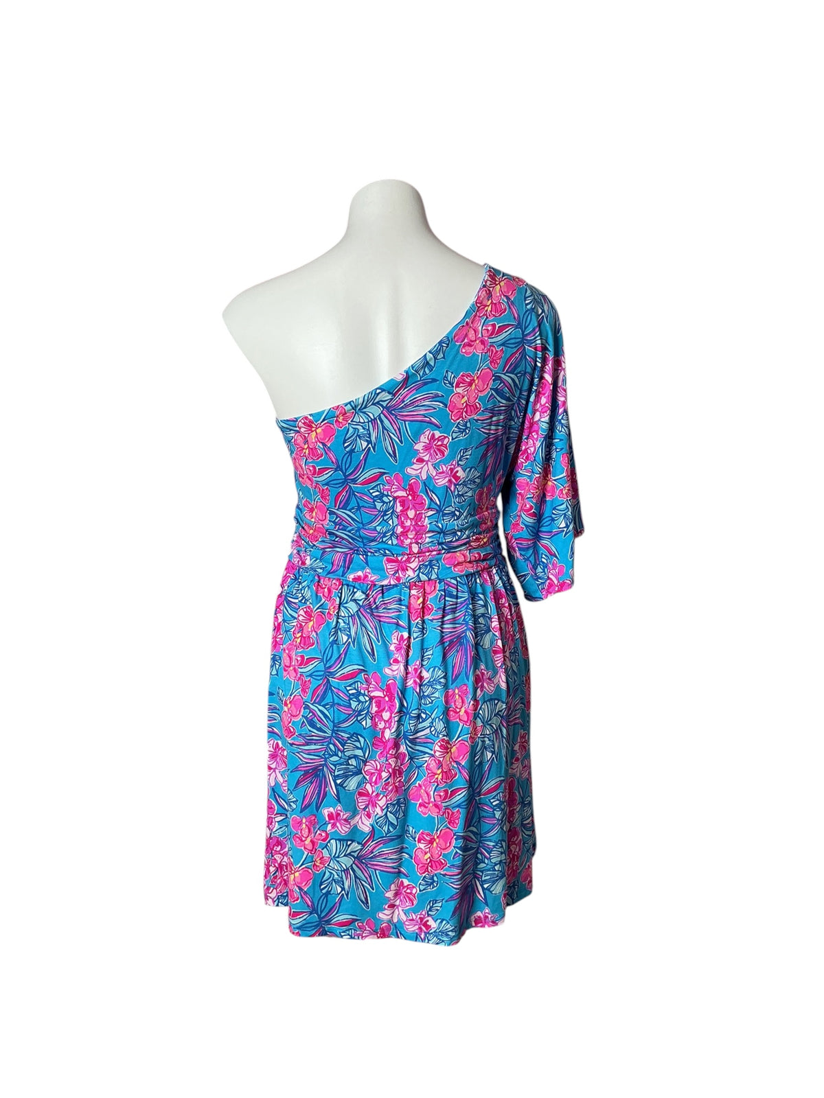 Lilly Pulitzer Niki One Shoulder Romper - Cumulus Blue Orchid Oasis - Size 12