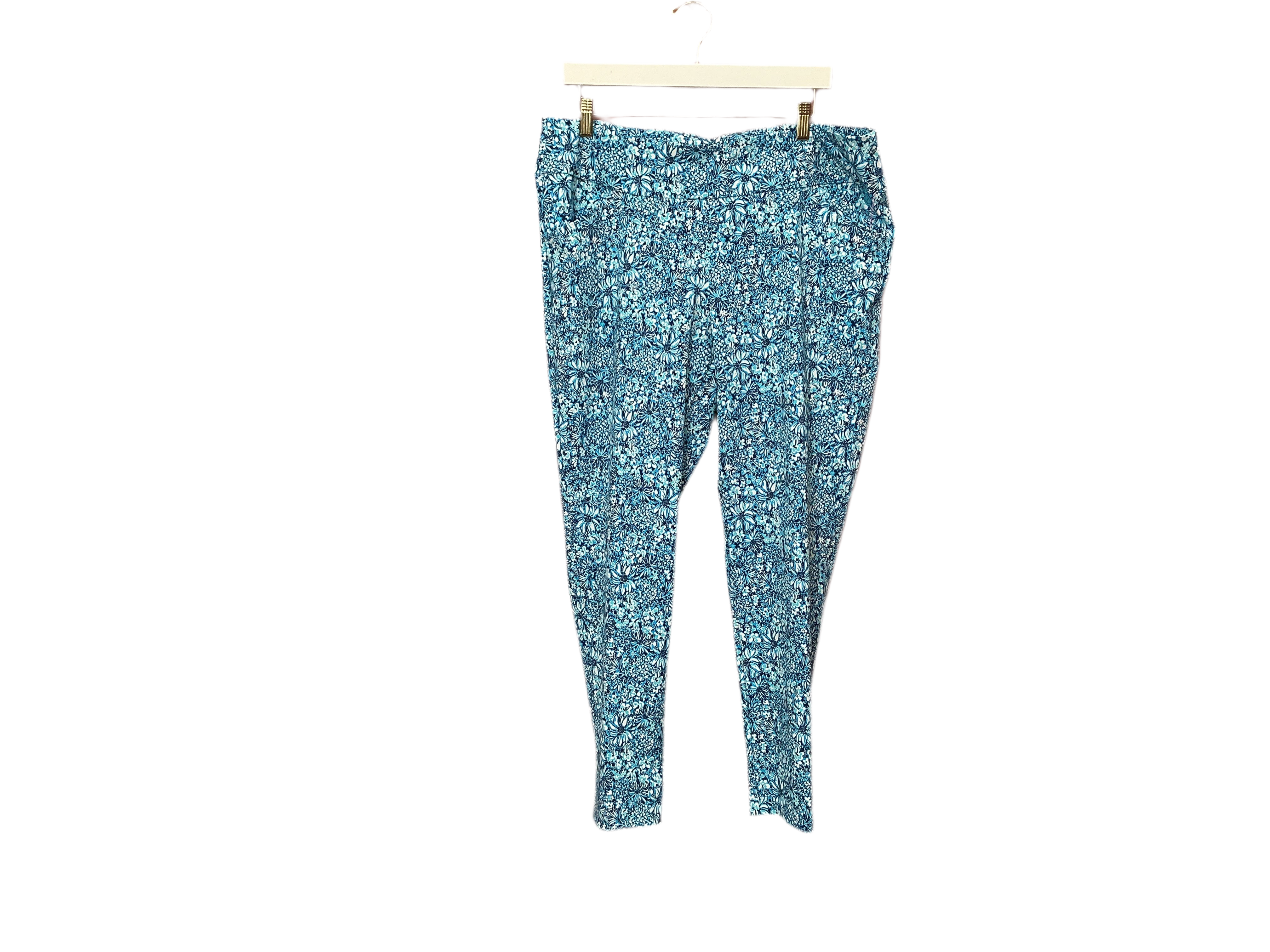 Lilly Pulitzer NWT Corso Pant UPF 50+ Cumulus Blue Blooming Together - Size 16