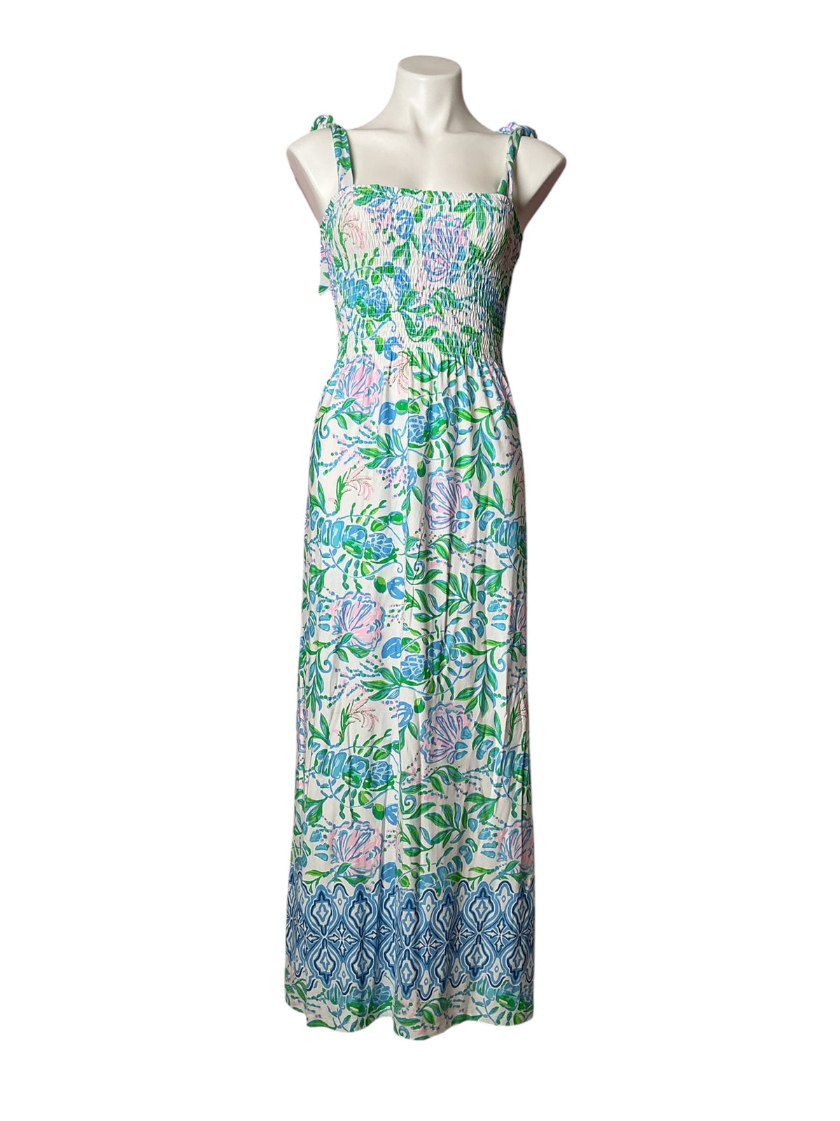 Lilly Pulitzer NWT Kailua Smocked Maxi Dress Resort White Just A Pinch Engineered - Size S