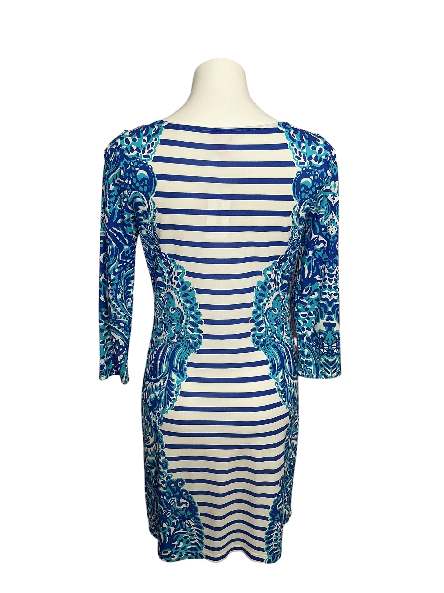 Lilly Pulitzer Nila Dress Brilliant Blue Moon Jellies Stripe Engineered - Size S