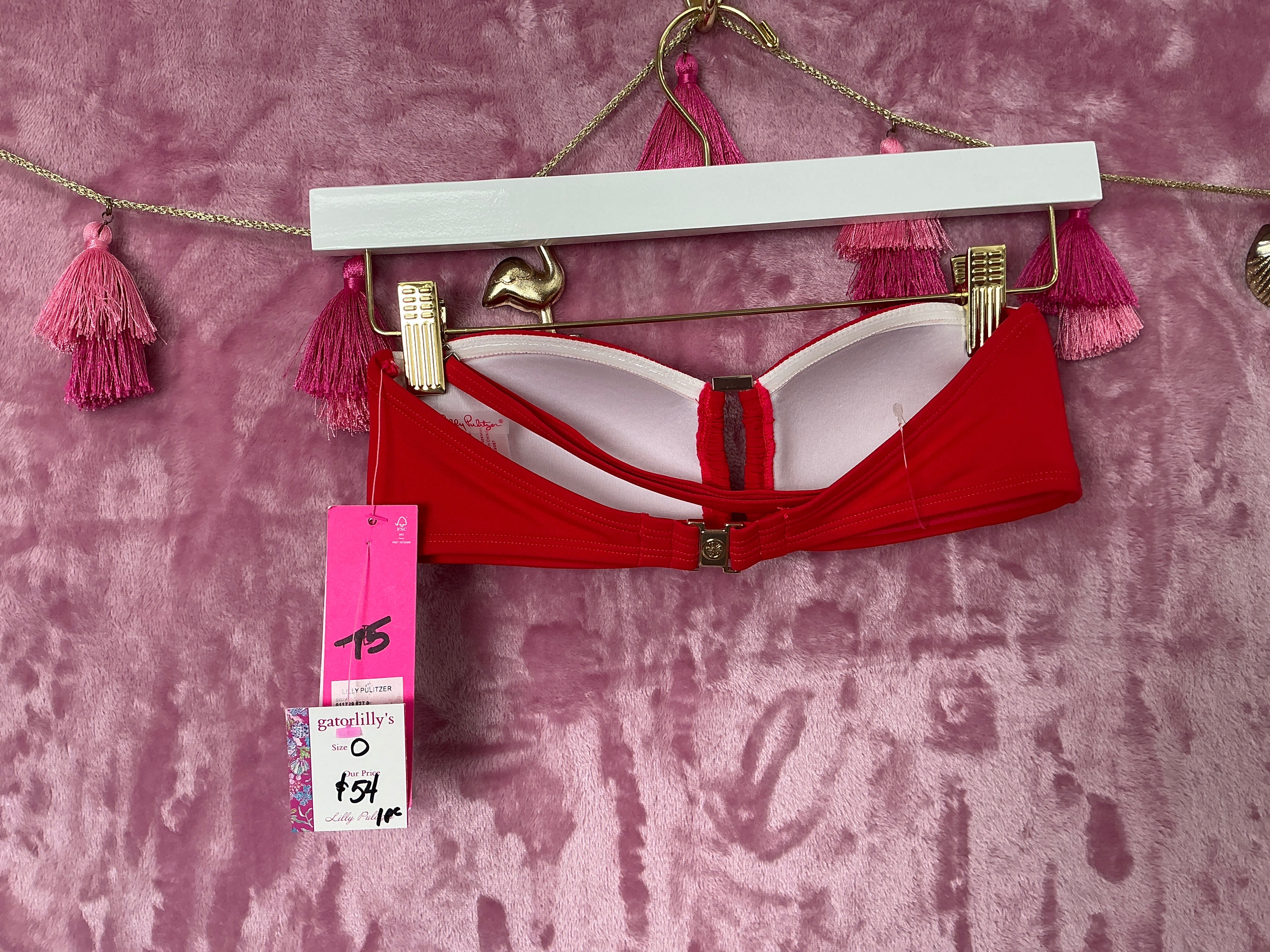 Lilly Pulitzer Bikini Top NWT - Mayz Bandeau Top - Ruby Red - Size 0