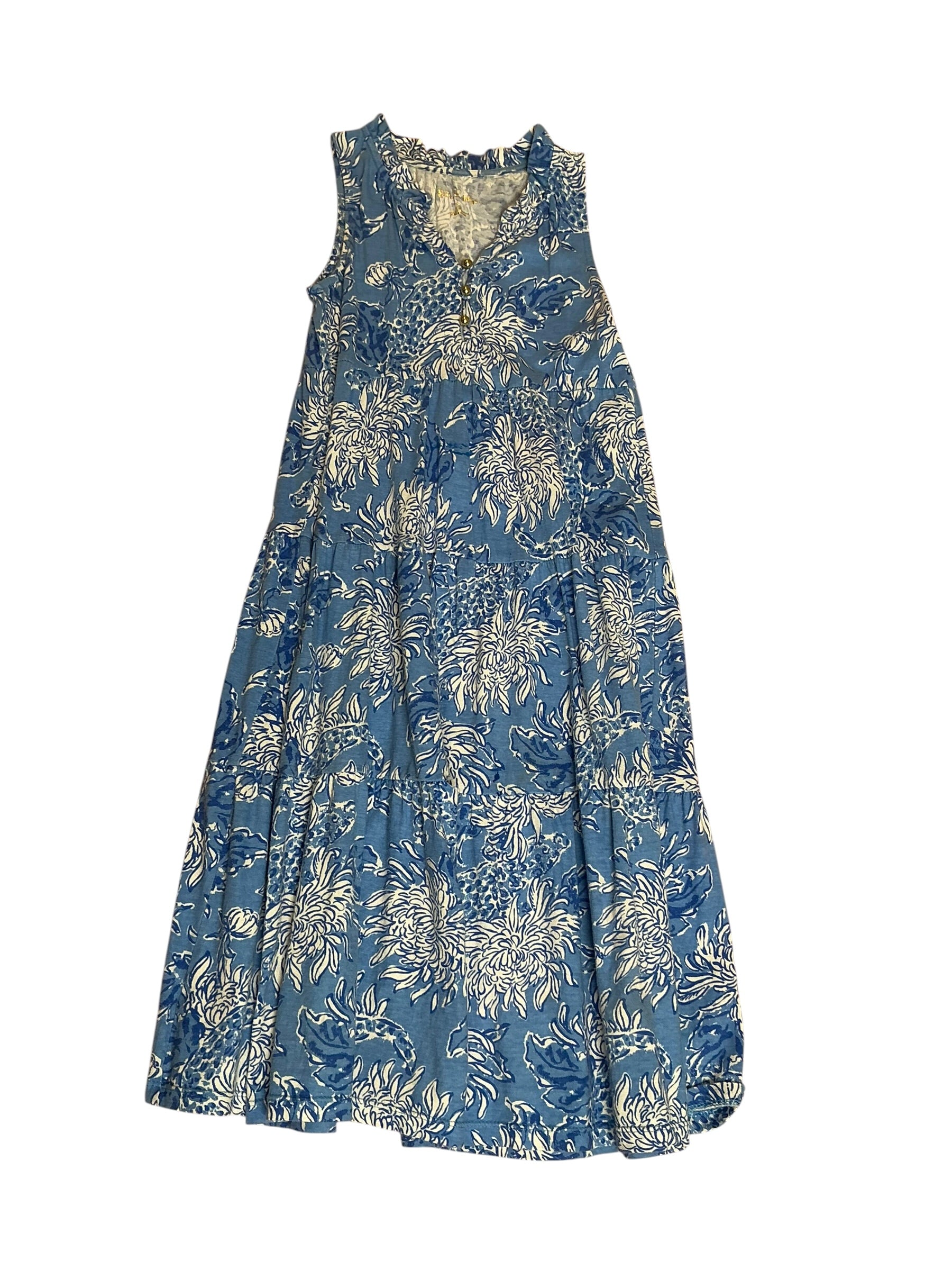 Lilly Pulitzer Girls Mini Malone Dress Boca Blue Croc and Lock It - Size S