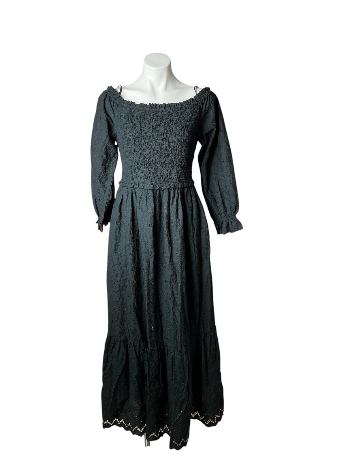 Lilly Pulitzer Arlynn Off-The-Shoulder Eyelet Maxi Dress Onyx Bash Eyelet - Size XL