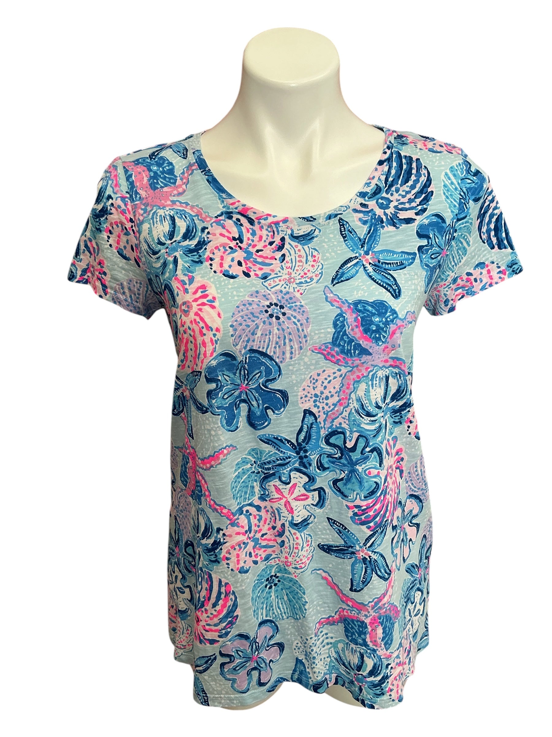 Lilly Pulitzer Etta Scoop Neck Top Road Of The Seas - Size S