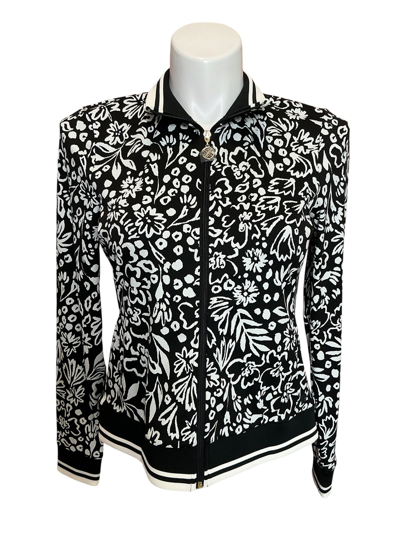 Lilly Pulitzer NWT Regate Jacket UPF 50+ Noir Purrfect Pounce Knit Jacquard - Size M