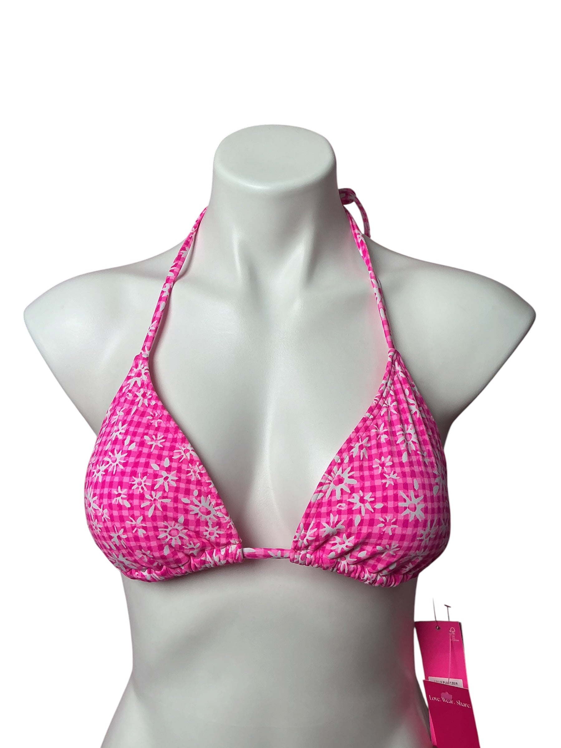 Lilly Pulitzer NWT Jamya Bikini Top Aura Pink Check you Out - Size 8