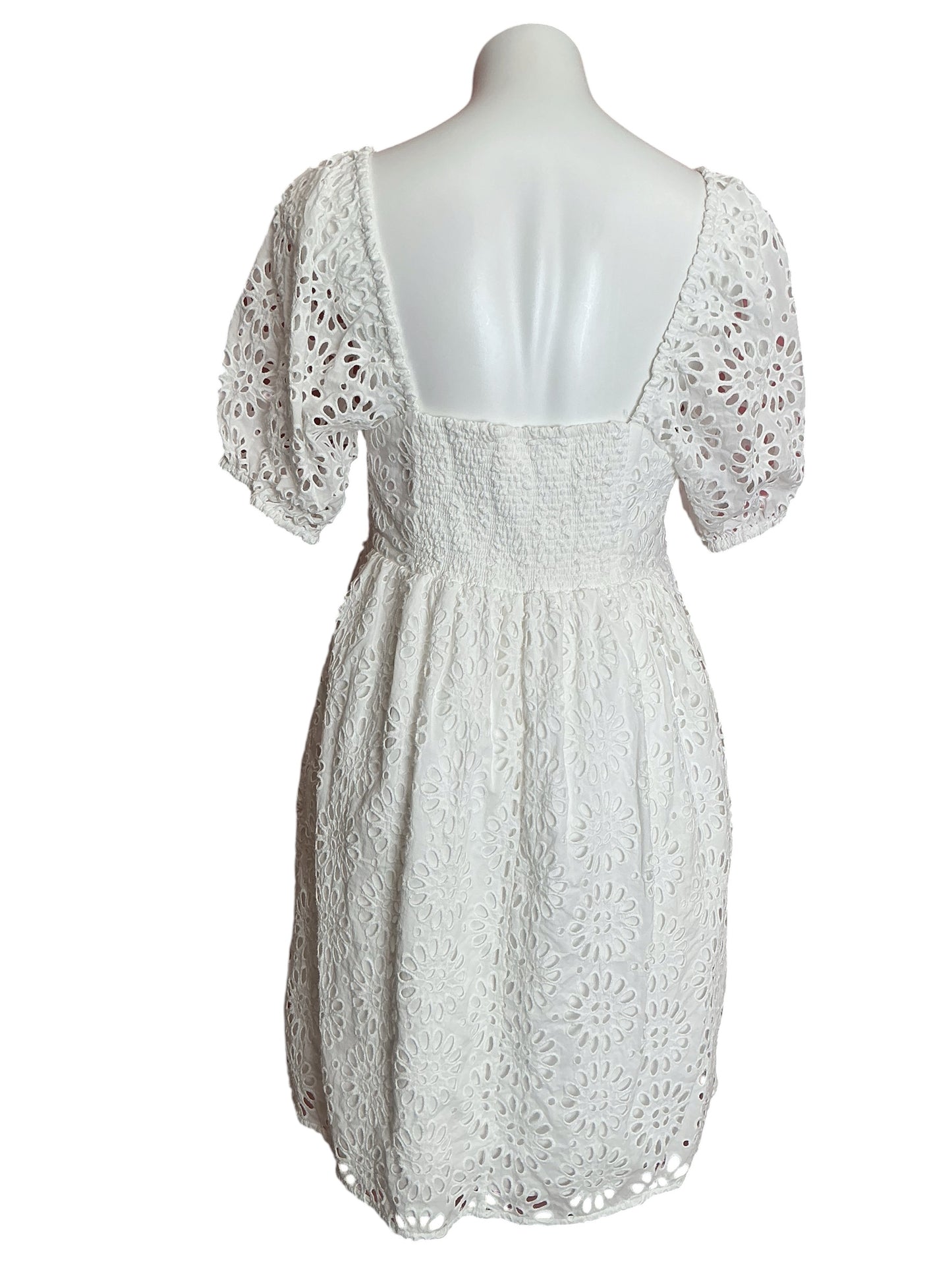 Lilly Pulitzer Kay Short Sleeve Eyelet Dress Resort White Oversized Pinwheel - Size 10
