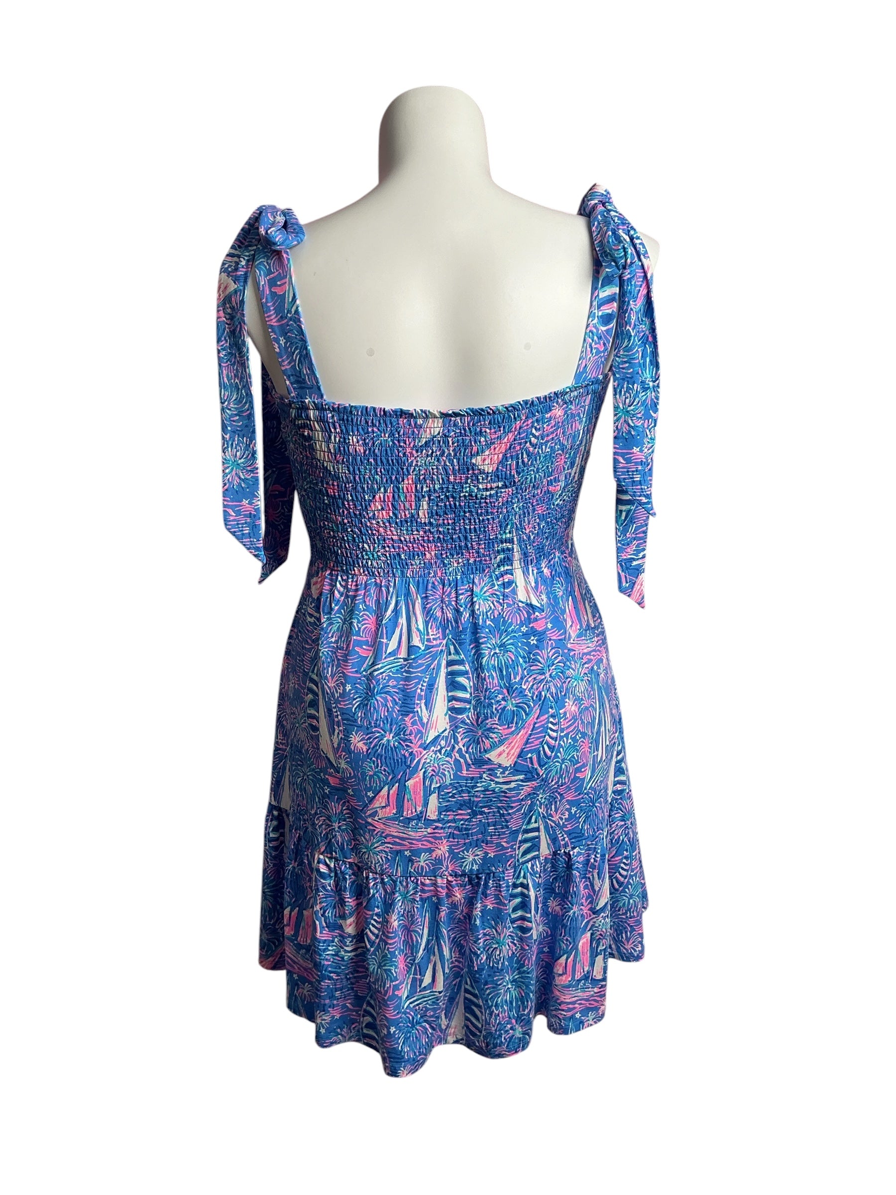 Lilly Pulitzer- NWT Kailua Smocked Dress Boca Blue It’s A Sailabration Size L