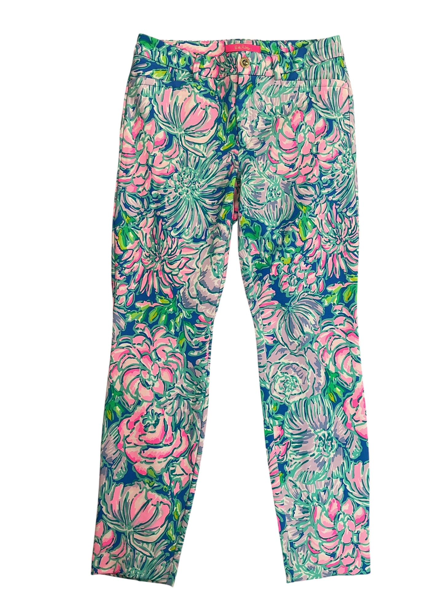 Lilly Pulitzer NWT Kelly High Rise Knit Skinny Ankle Pants Multi In Full Bloom - Size 6