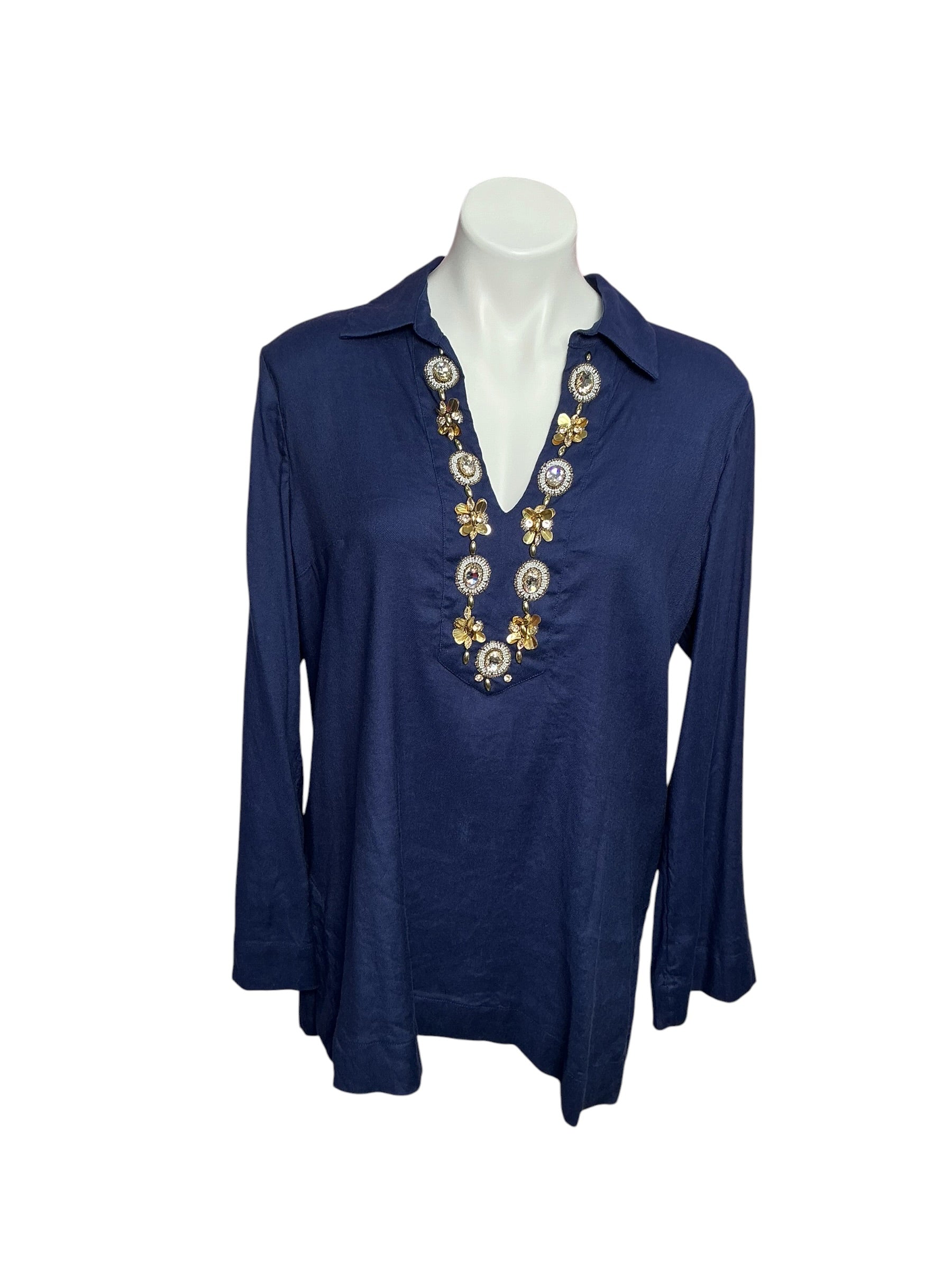 Lilly Pulitzer Simona Tunic Low Tide Navy - Size L