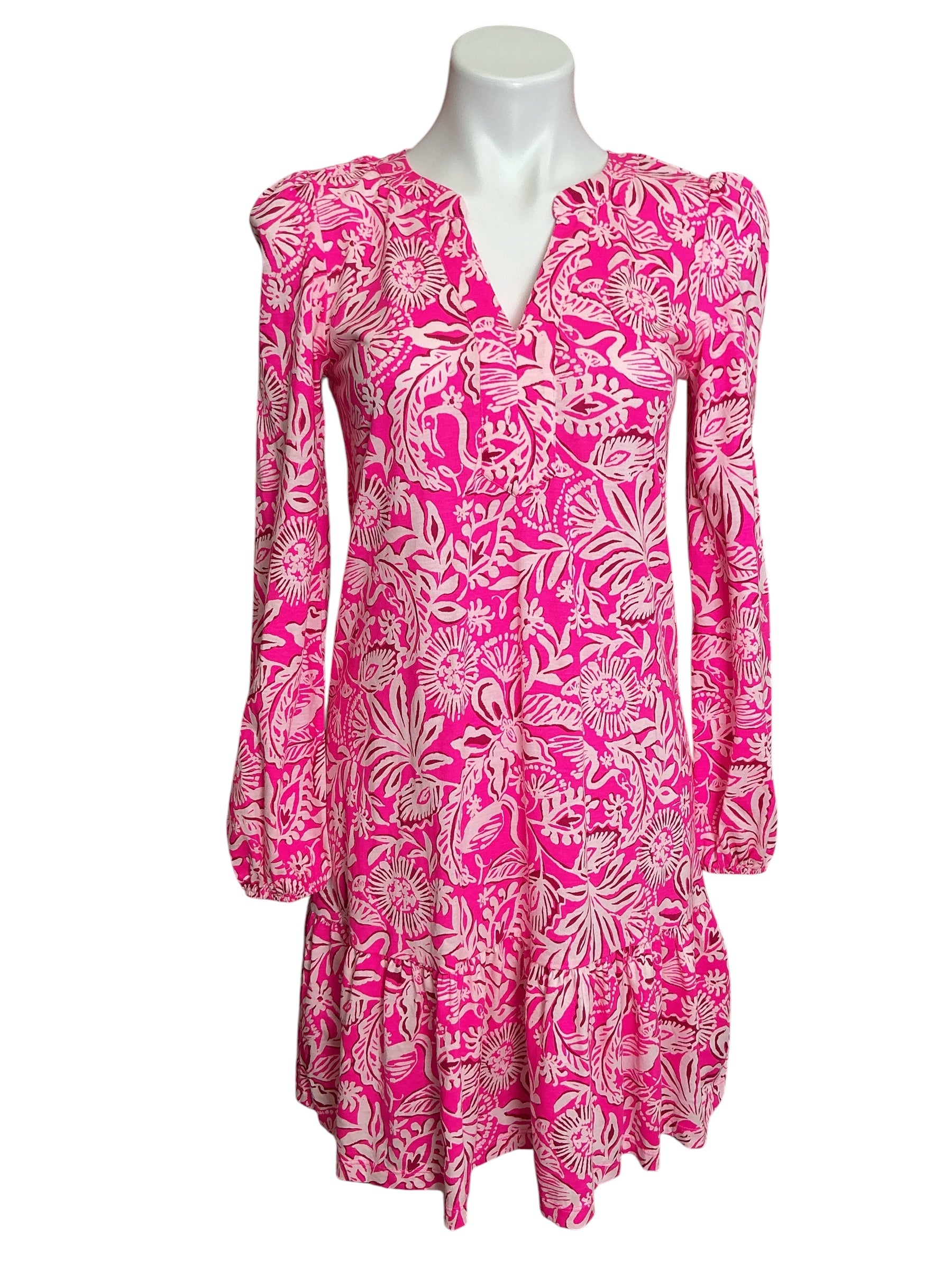 Lilly Pulitzer Alyssa Long Sleeve Dress Passion Fruit Pink Absolutely Flamazing - Size XS