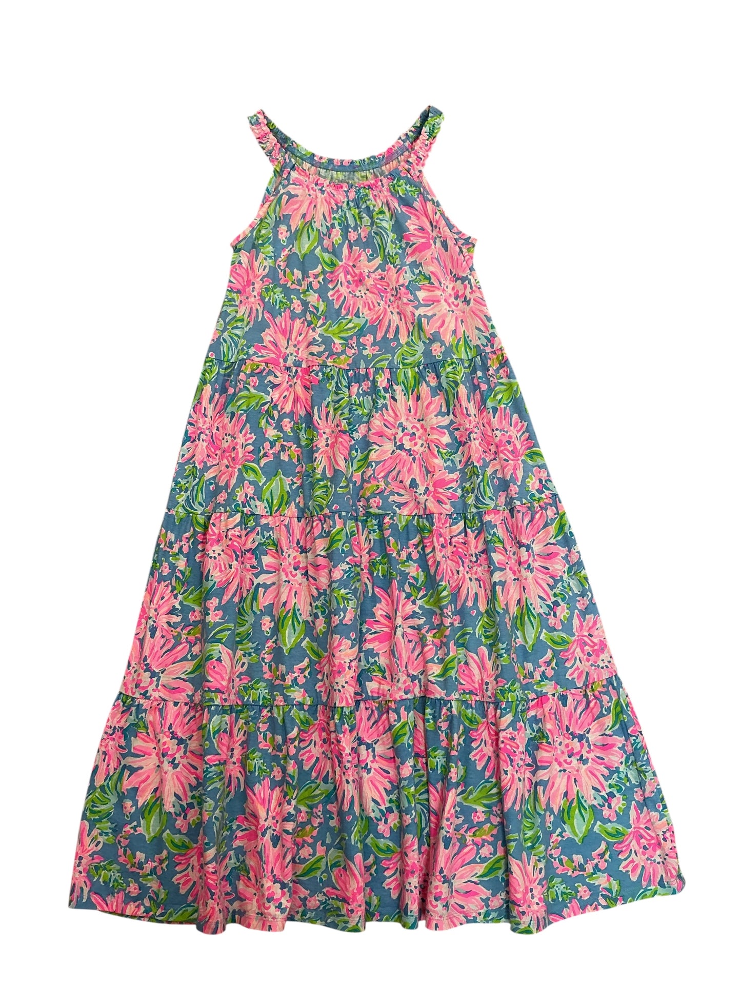 Lilly Pulitzer Harleigh Maxi Dress Girls Blue Peri Sunrise Bay - Size L 8-10