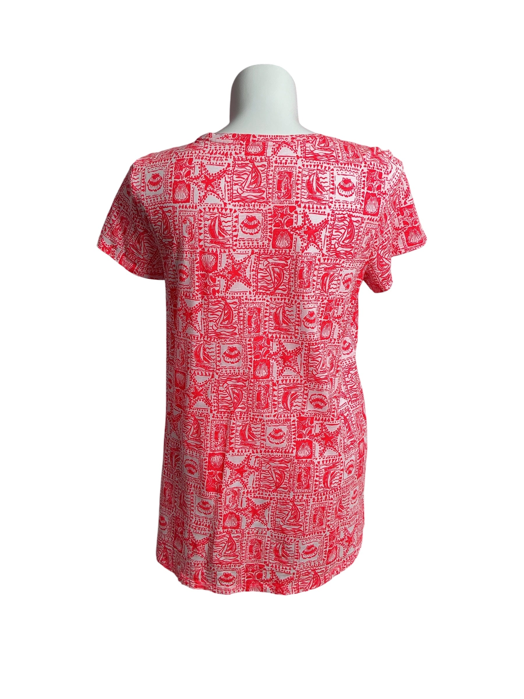 Lilly Pulitzer- NWT Etta Scoop-Neck Top Mizner Red Seaside Harbour Size XL