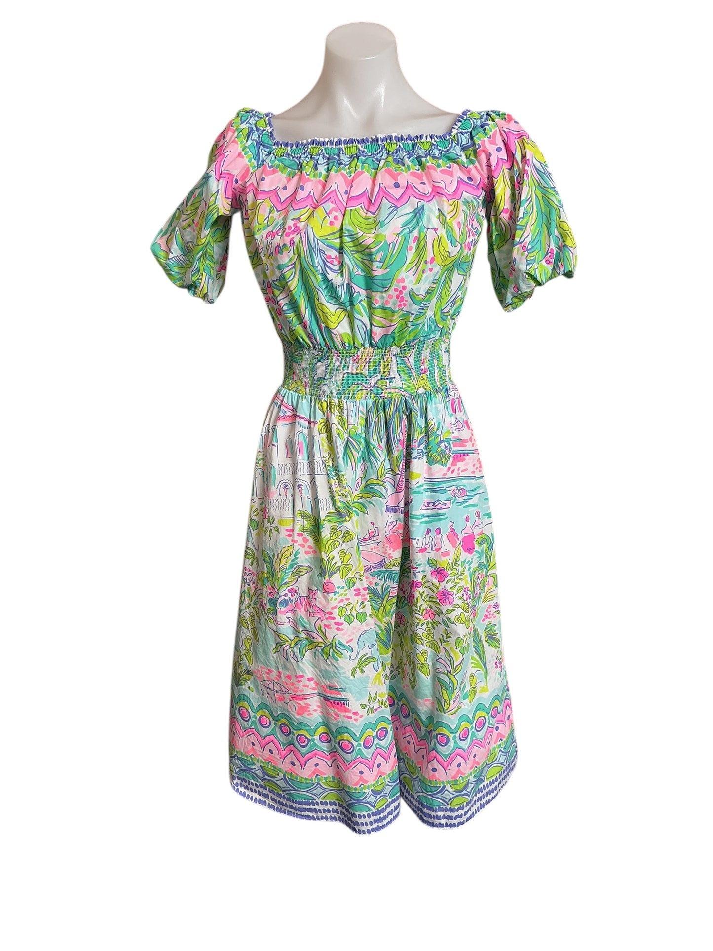 Lilly Pulitzer Camille Dress - Multi Island Hopping Engineered Dress - Size S