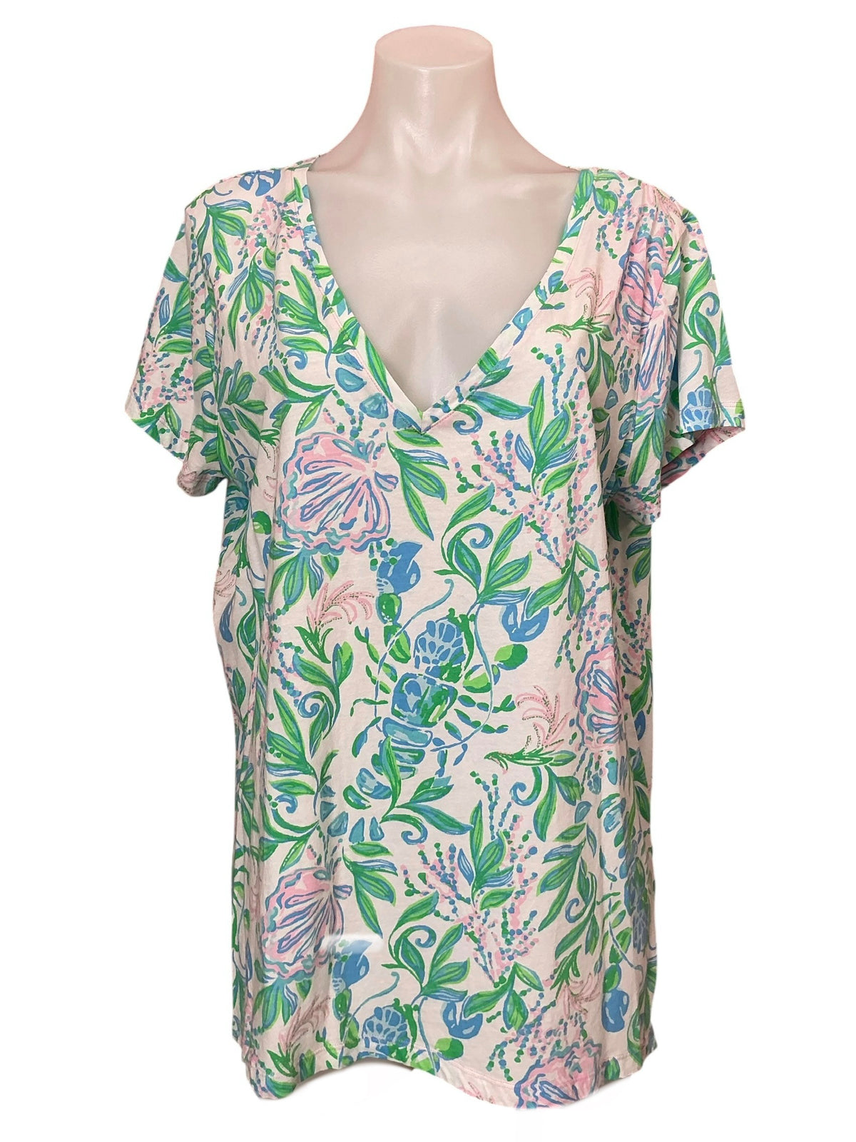 Lilly Pulitzer Etta V Neck Top Just A Pinch - Size XL