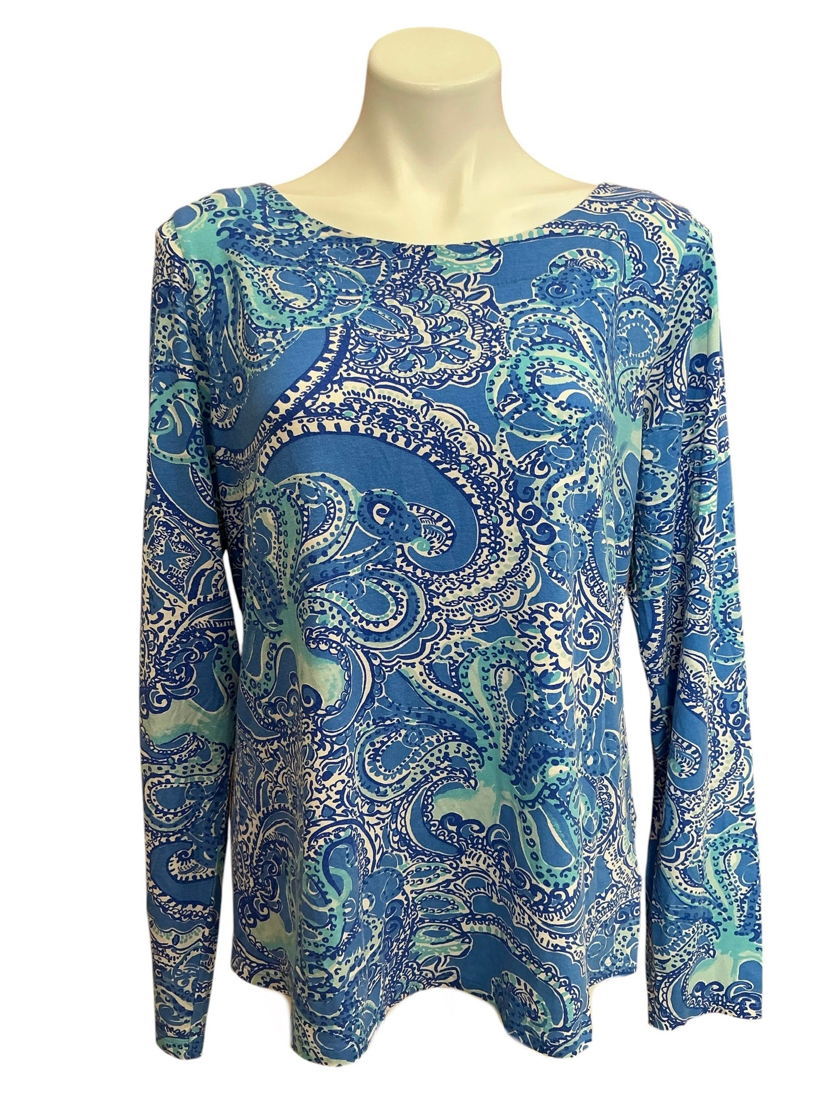 Lilly Pulitzer Tristan Top Coastal Blue Legga Sea - Size XL