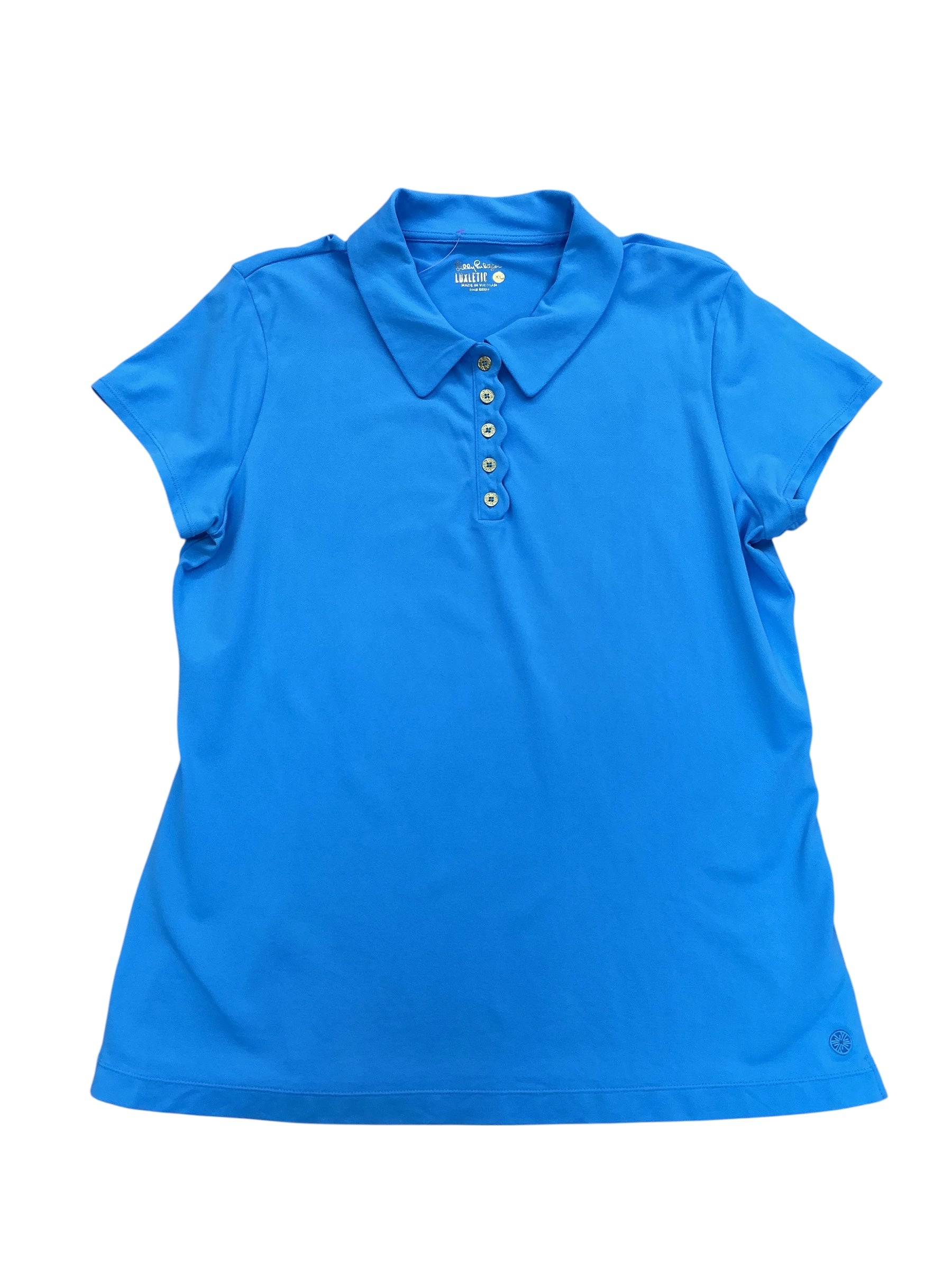 Lilly Pulitzer Luxletic UPF 50+ Frida Scallop Polo Top Bluette - Size XL