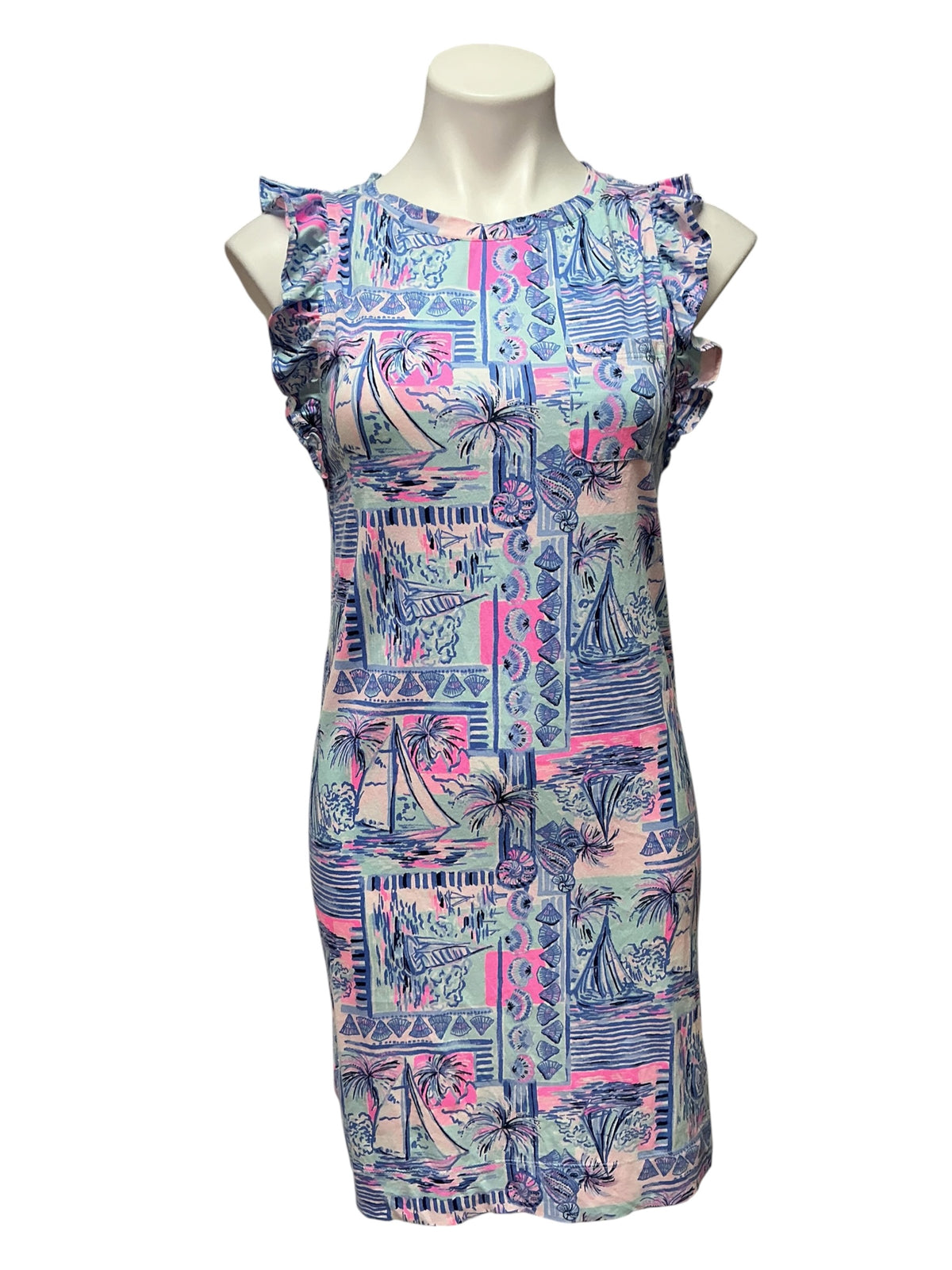 Lilly Pulitzer Laina T-Shirt Dress Whisper Blue Yeah Buoy - Size XS