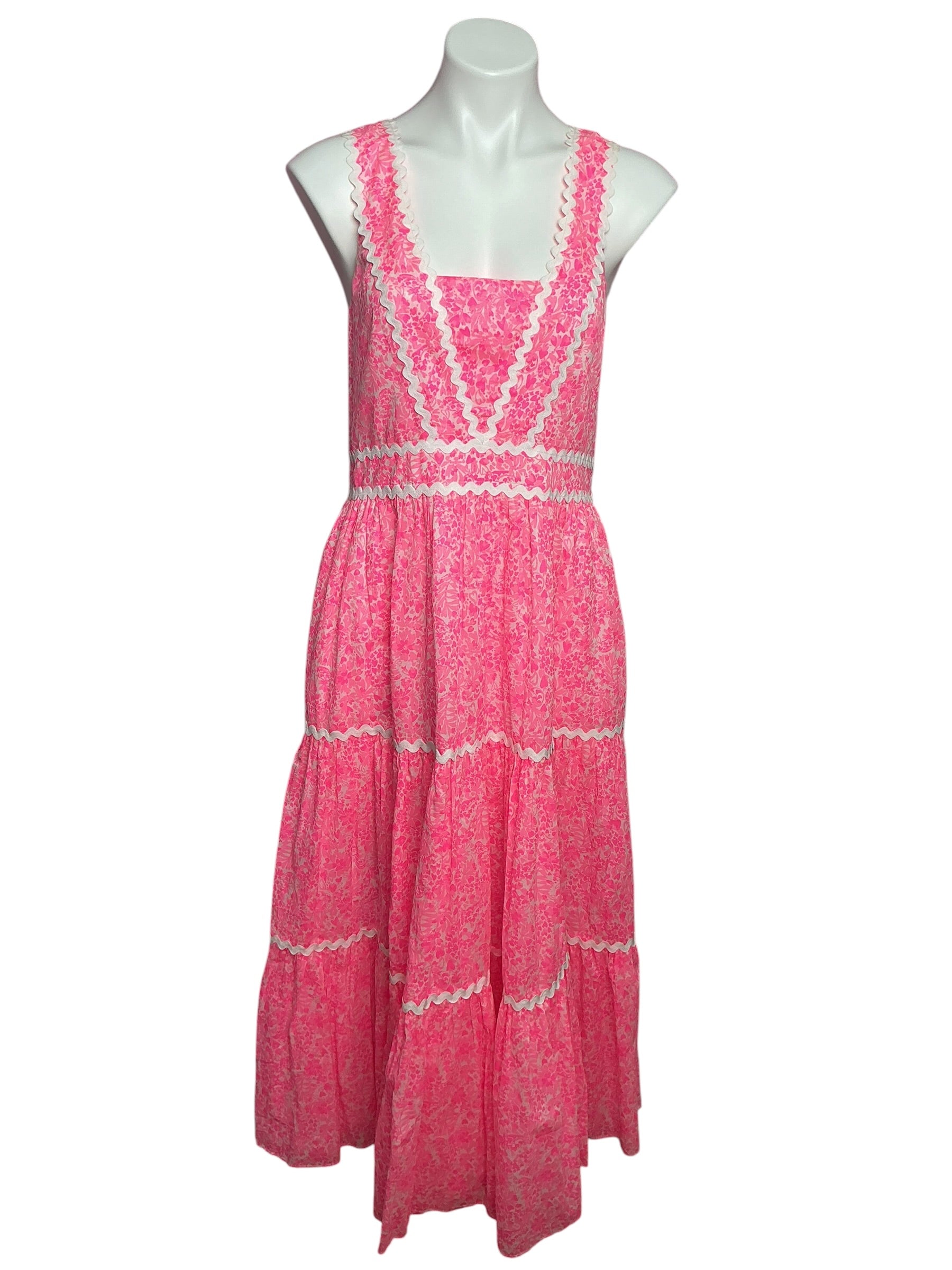 Lilly Pulitzer Pollie Cotton Midi Dress Pink Shandy Invest-A-Gator - Size 12
