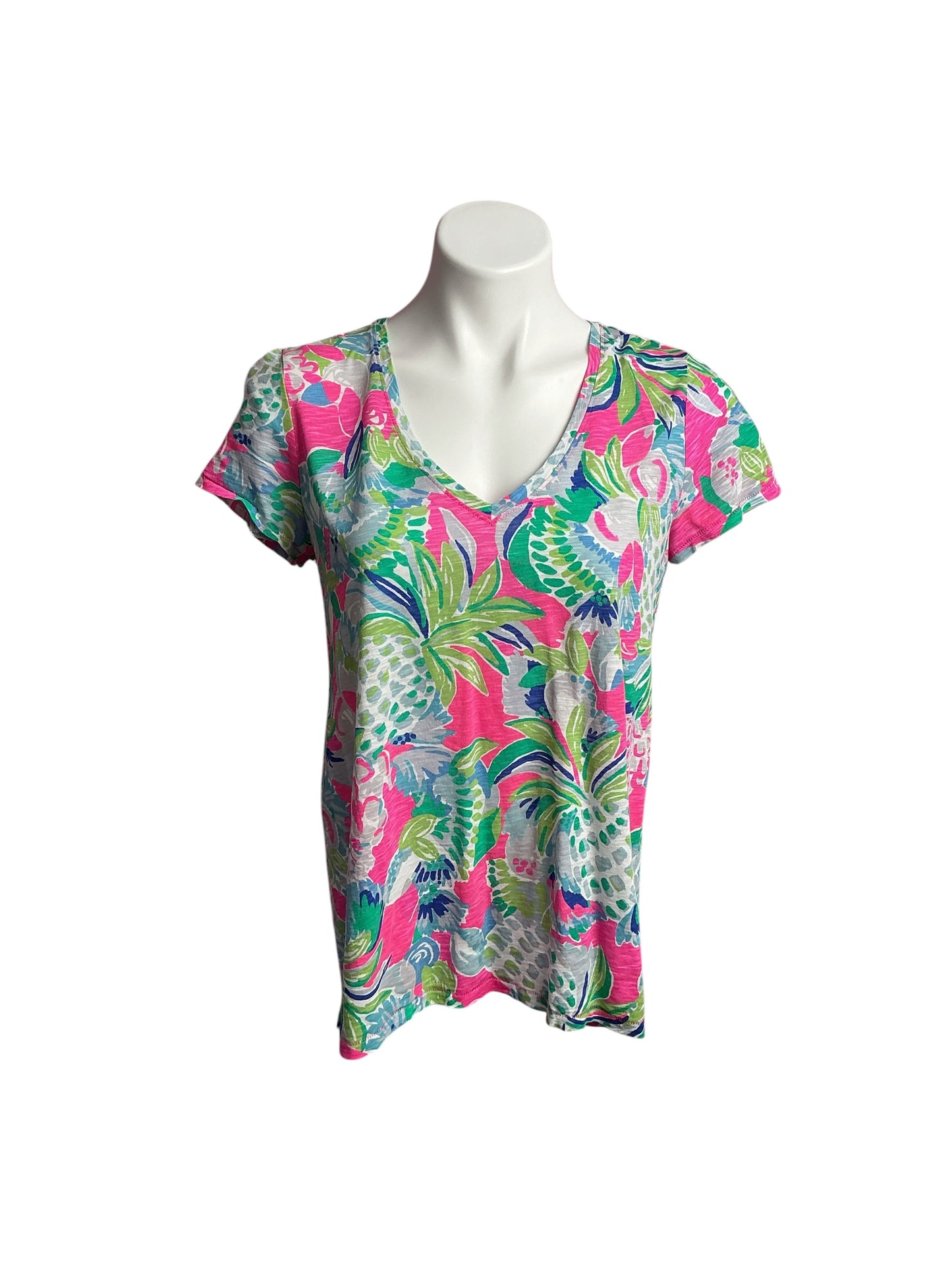 Lilly Pulitzer- Etta V-Neck Top Multi Raise The Bar Size S