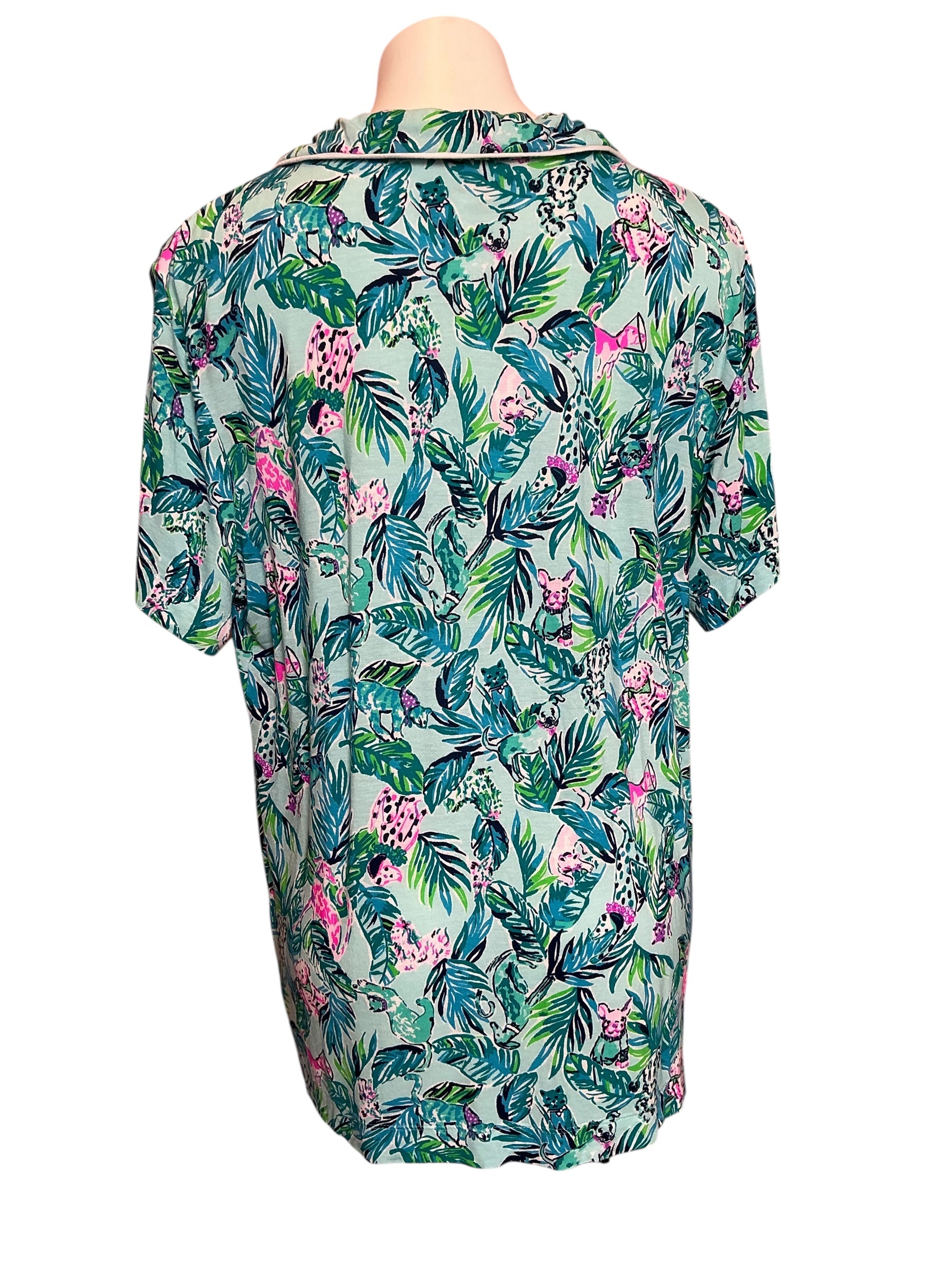 Lilly Pulitzer Knit Button Up Top Barking Up Palmtree - Size XXL