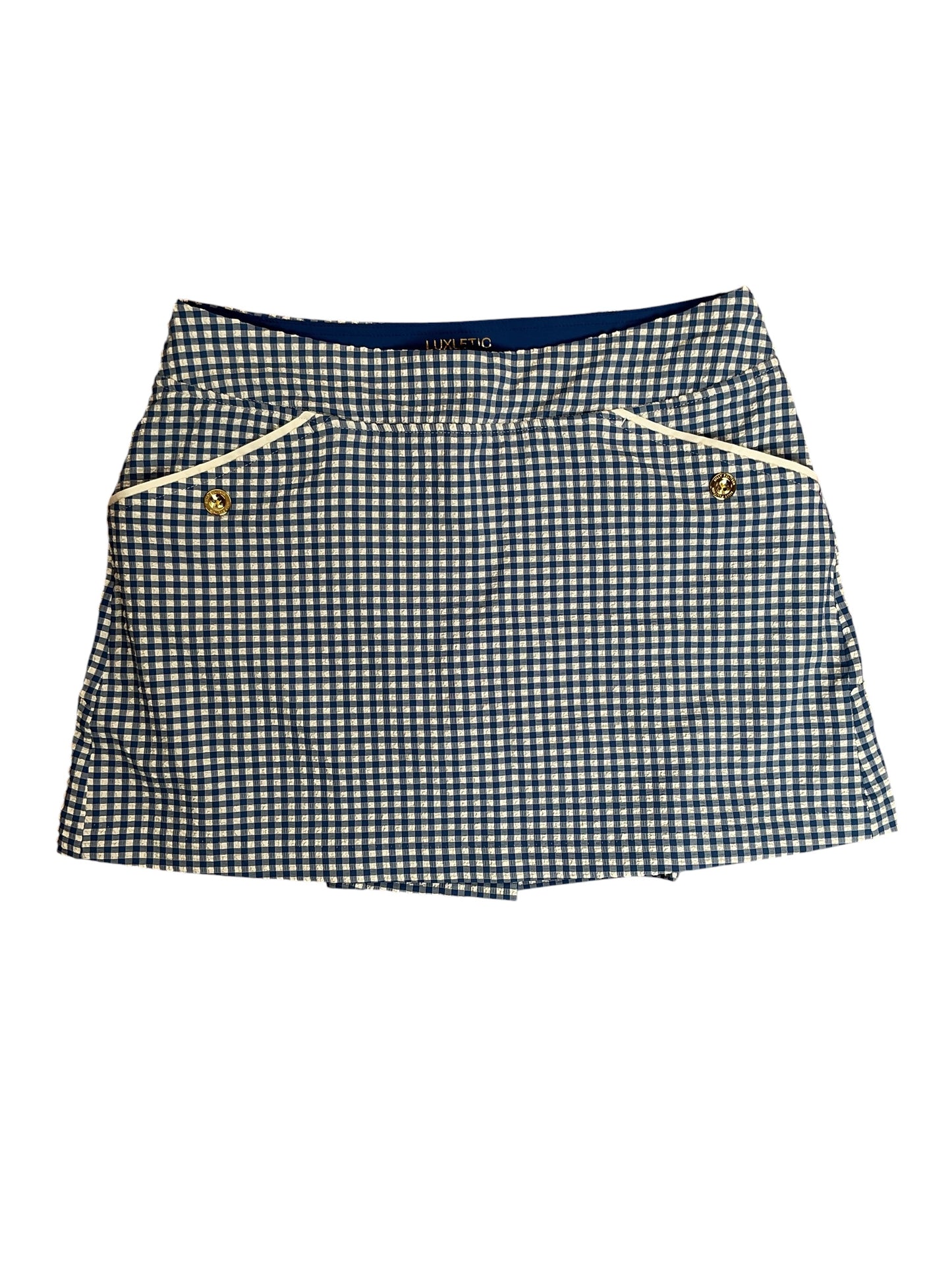 Lilly Pulitzer NWT Thera Skort UPF 50+ Starlight Navy Mini Performance Gingham - Size 8
