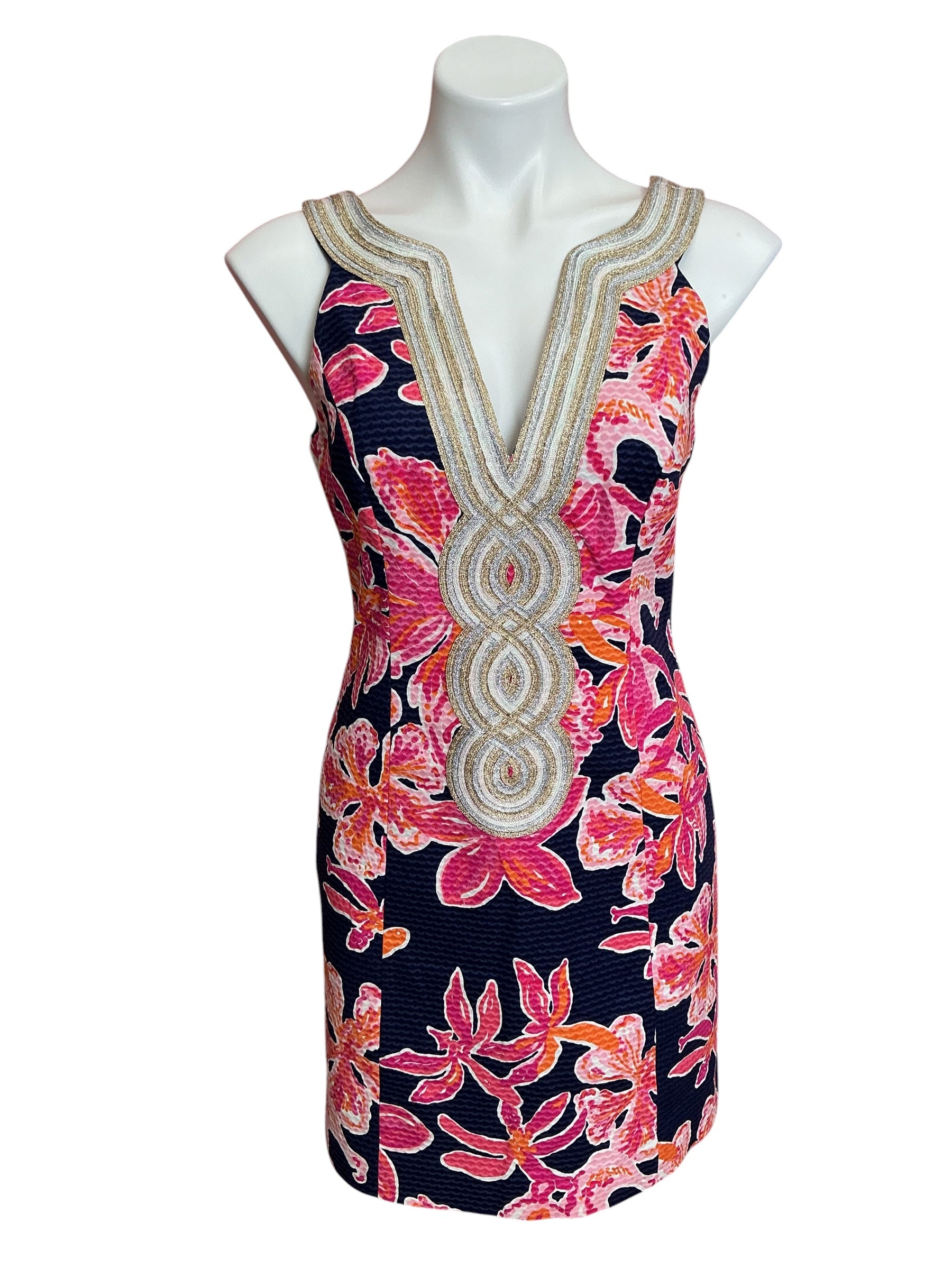Lilly Pulitzer Valli Shift Dress Starlight Navy Once Upon A Time Engineered - Size 4
