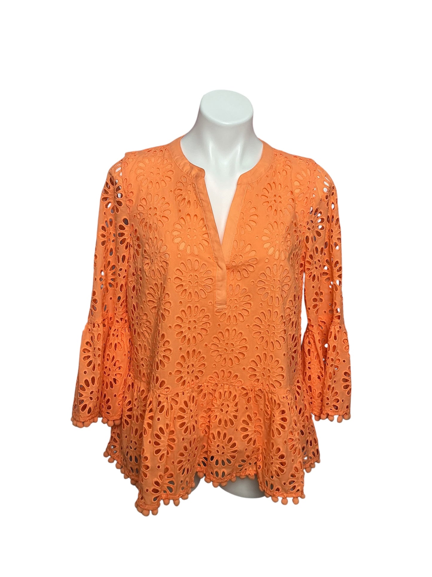 Lilly Pulitzer Bekah Eyelet Top Cantaloupe Pinwheel Eyelet - Size M