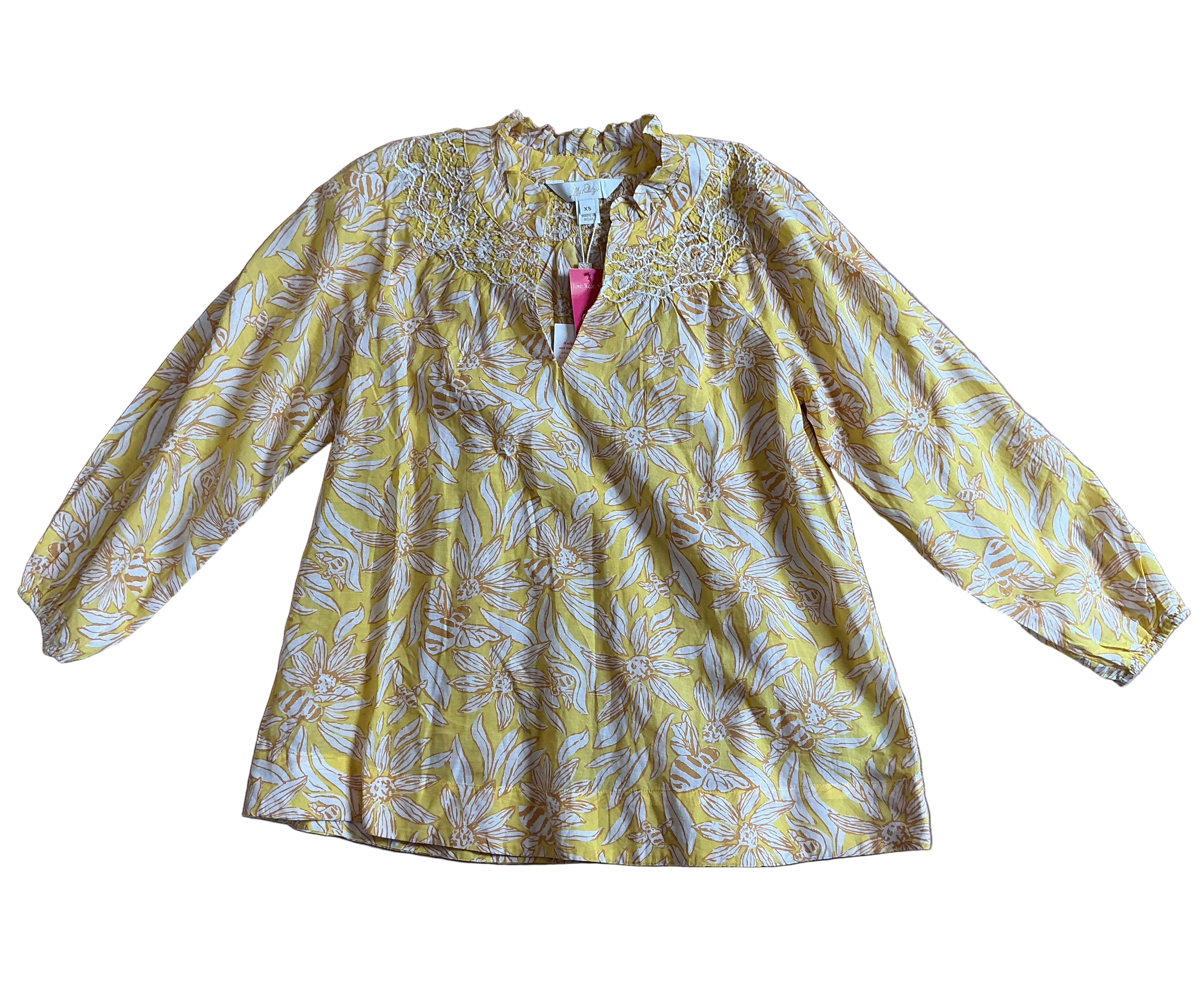 Lilly Pulitzer NWT Lourdes 3/4 Sleeve Cot Honeycomb Hideaway Honeycomb - Size XS