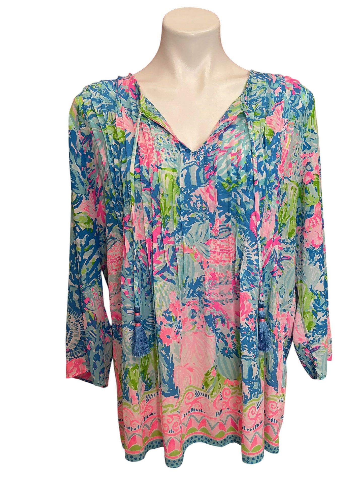 Lilly Pulitzer Marilina Tunic Top Fished My Wish - Size L