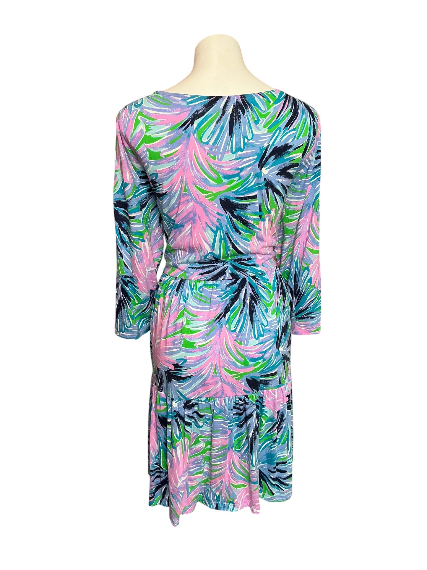 Lilly Pulitzer Geanna 3/4 Sleeve Swing Dress Gecko Green Beach Bash - Size XXL