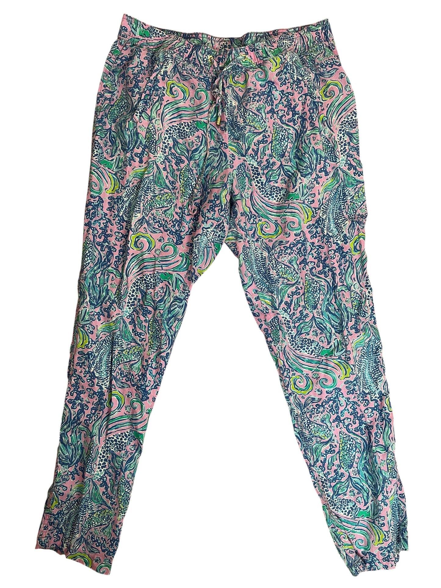 Lilly Pulitzer Taron Linen Pants Lilac Rose We Mermaid It - Size L