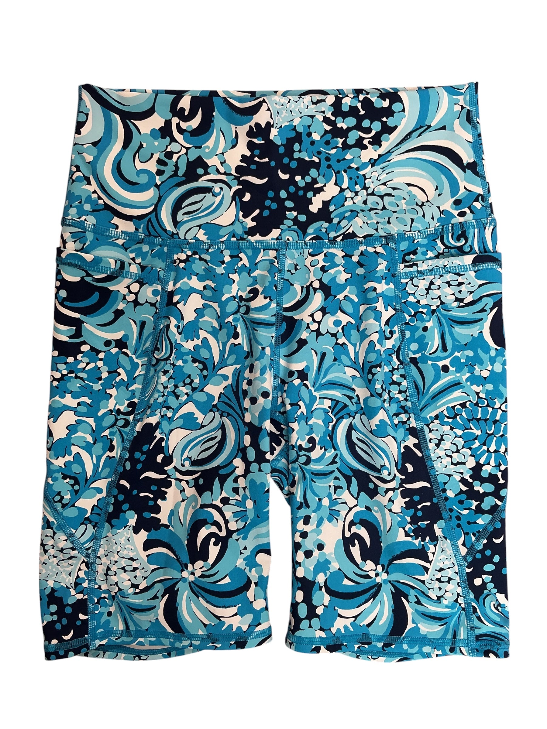 Lilly Pulitzer South Beach High Rise Bike Shorts Resort White Mermazing - Size M