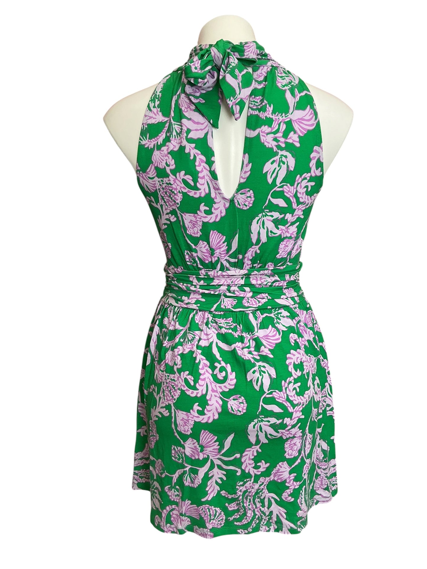 Lilly Pulitzer NWT Wyota Skirted Romper Brazilian Green Salty Sandbar - Size XS
