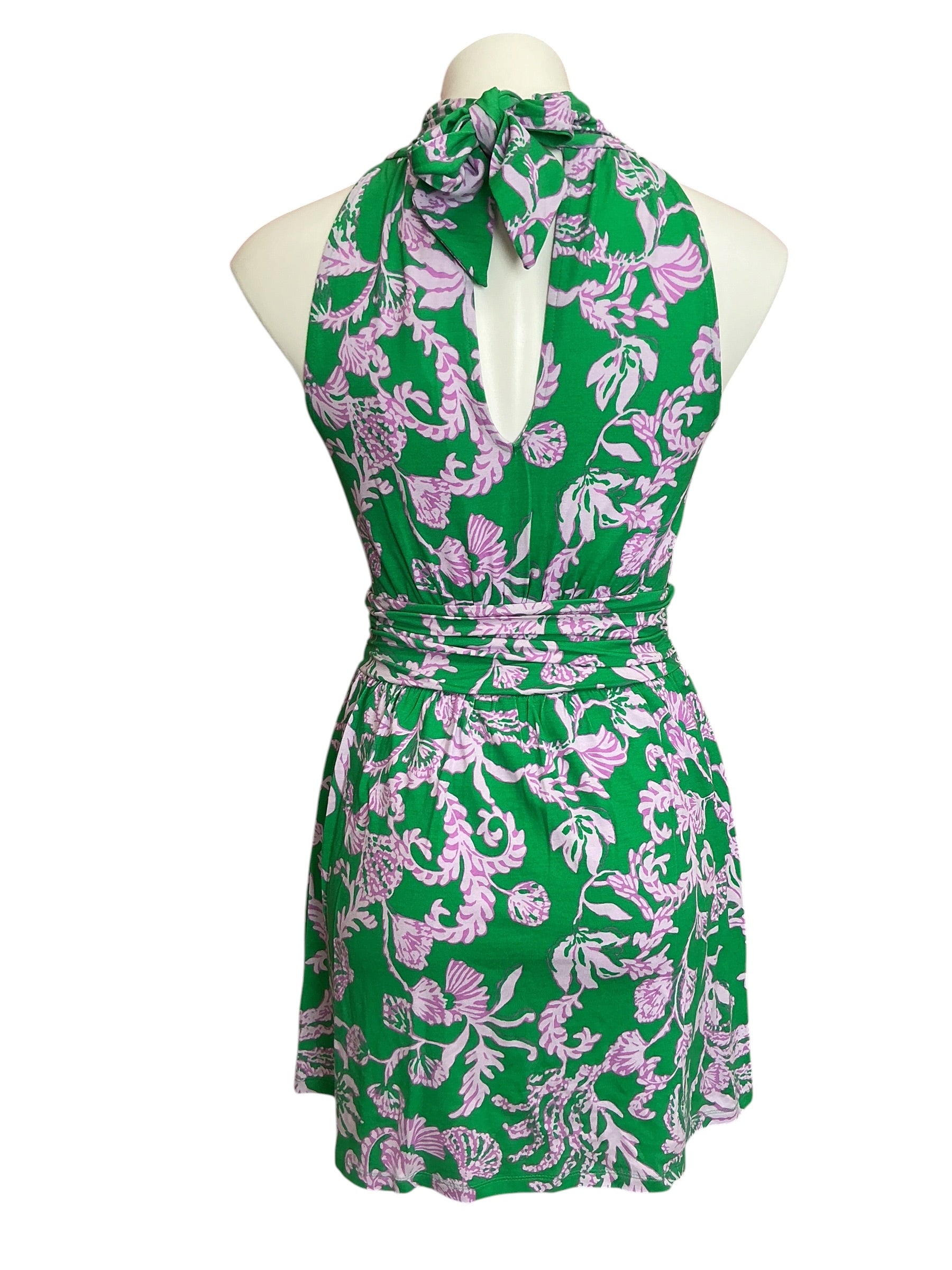 Lilly Pulitzer NWT Wyota Skirted Romper Brazilian Green Salty Sandbar - Size XS