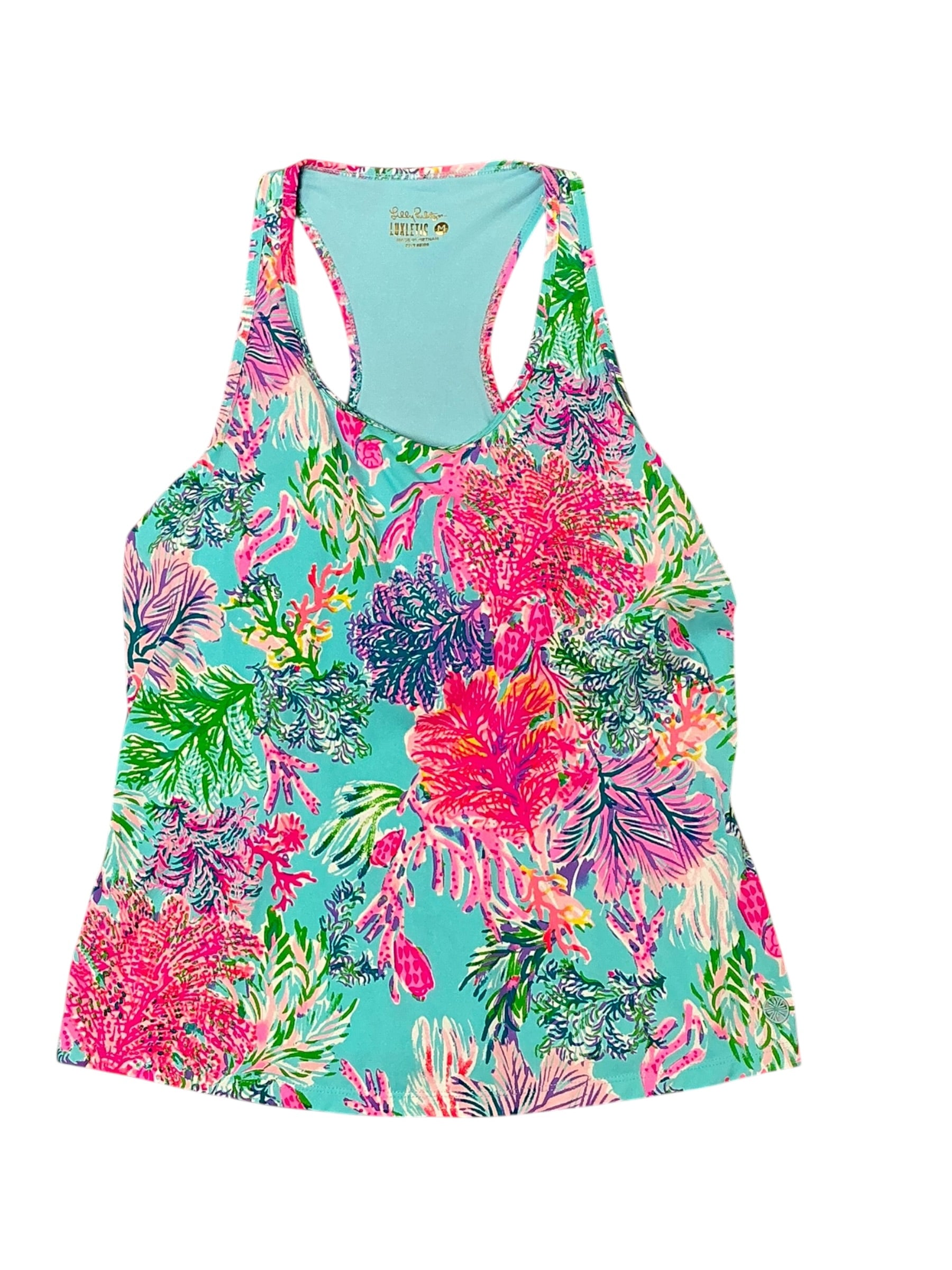 Lilly Pulitzer UPF 50+ Luxletic Asana Bra Tank - Celestial Blue Cay To My Heart - Size M