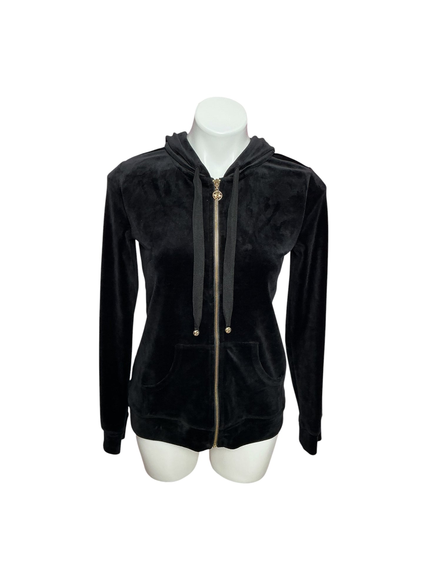 Lilly Pulitzer Larina Velour Zip-Up Hoodie Onyx - Size S
