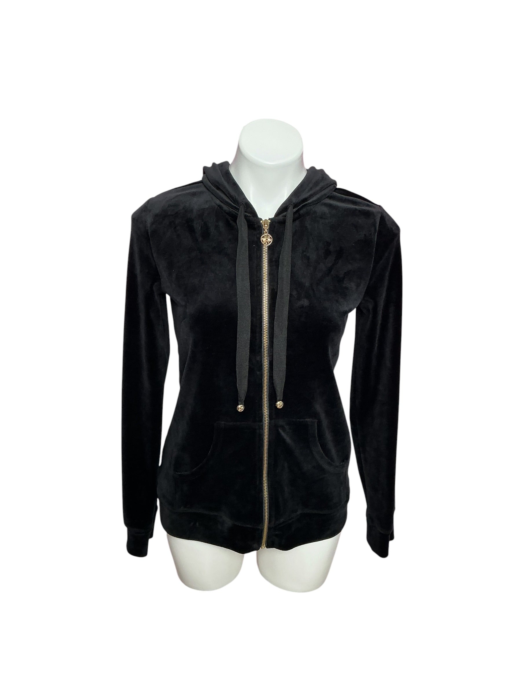 Lilly Pulitzer Larina Velour Zip-Up Hoodie Onyx - Size S